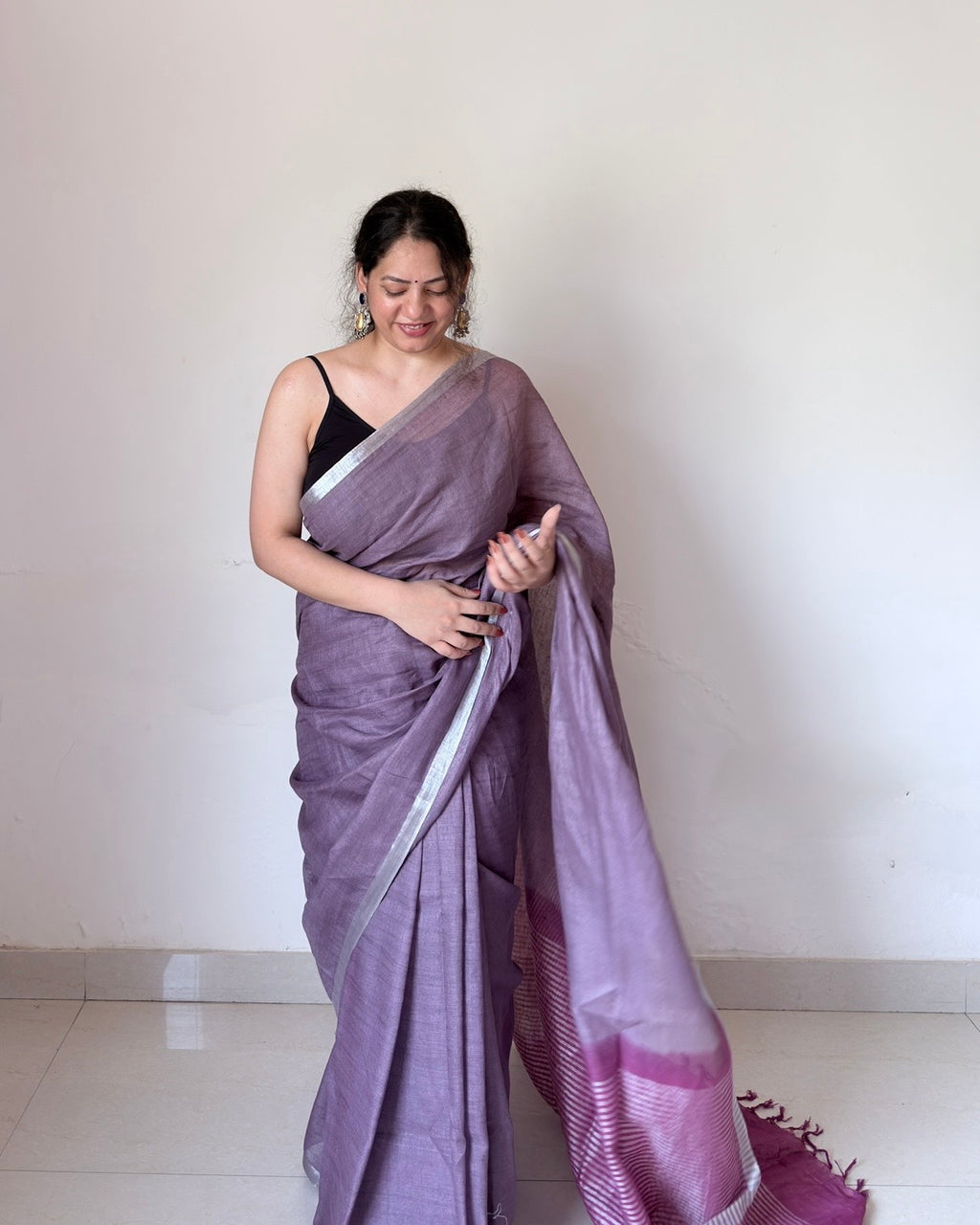 Tulip | Lavender Linen Saree