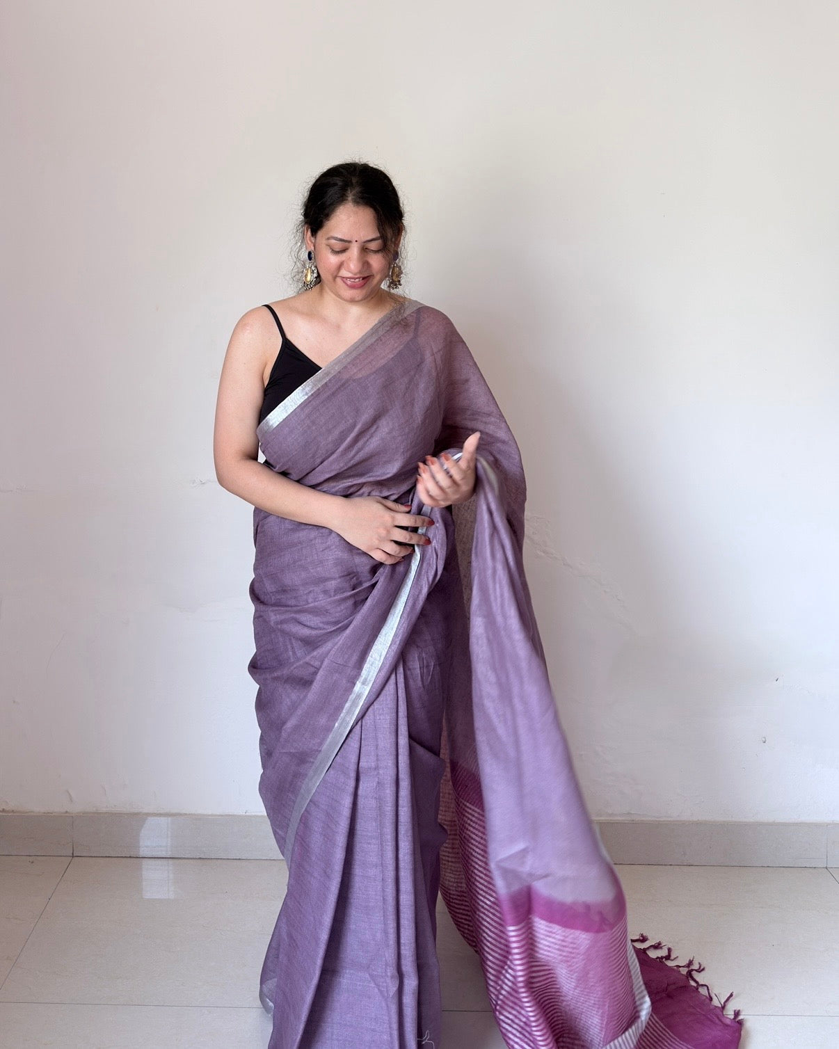 Tulip | Lavender Linen Saree