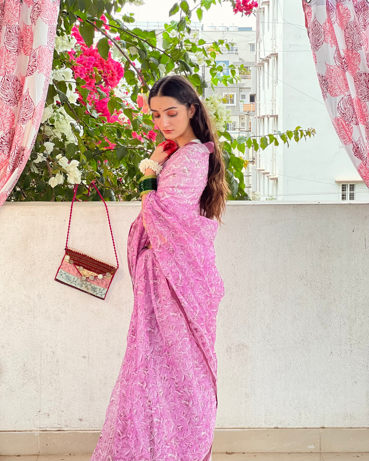 Mulberry | Printed Kota Doria Saree (without blouse piece)