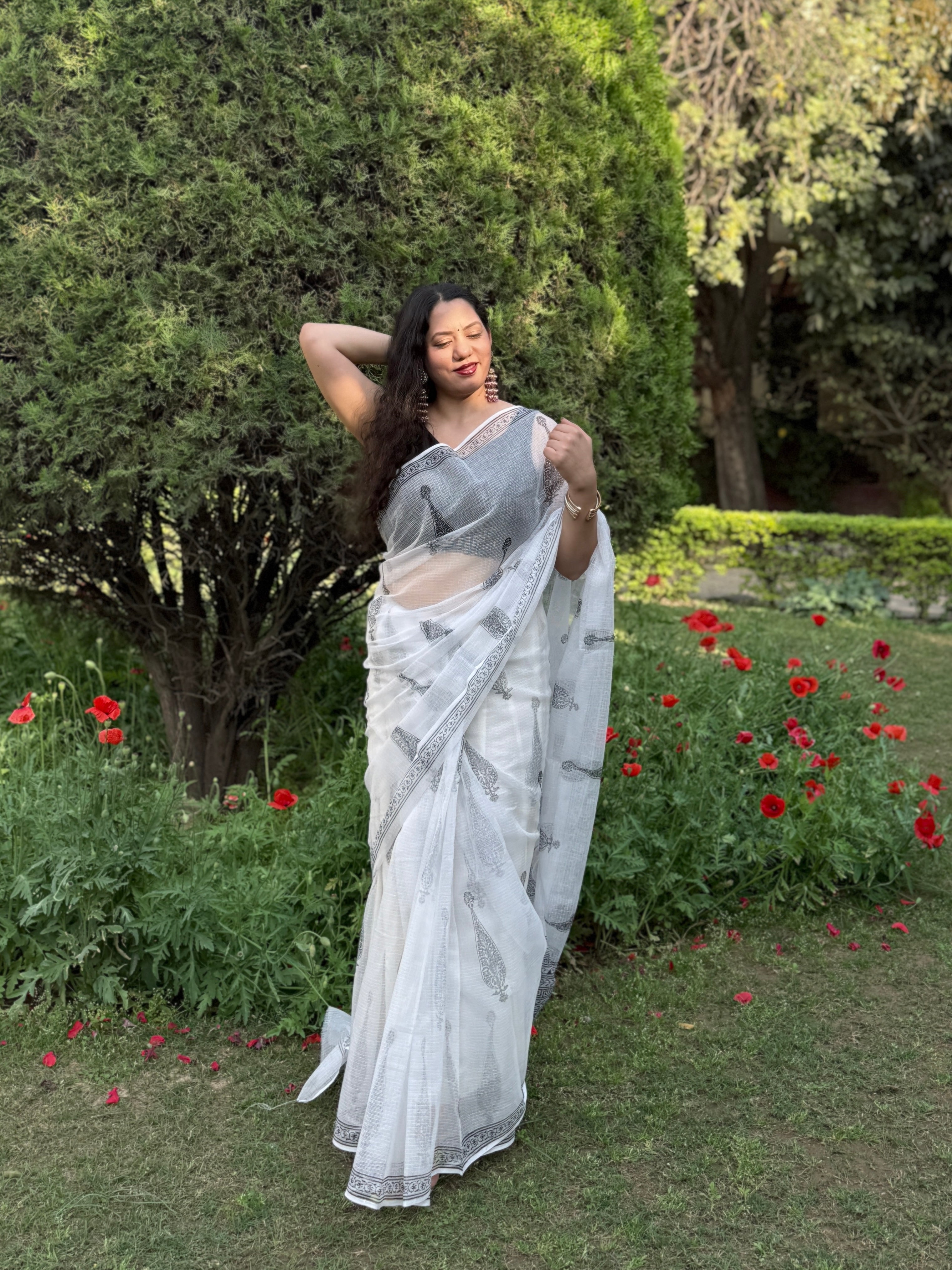 Syaahi | Printed Kota Doria Saree