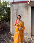 Nimrat | Haldi Yellow Maheshwari Saree