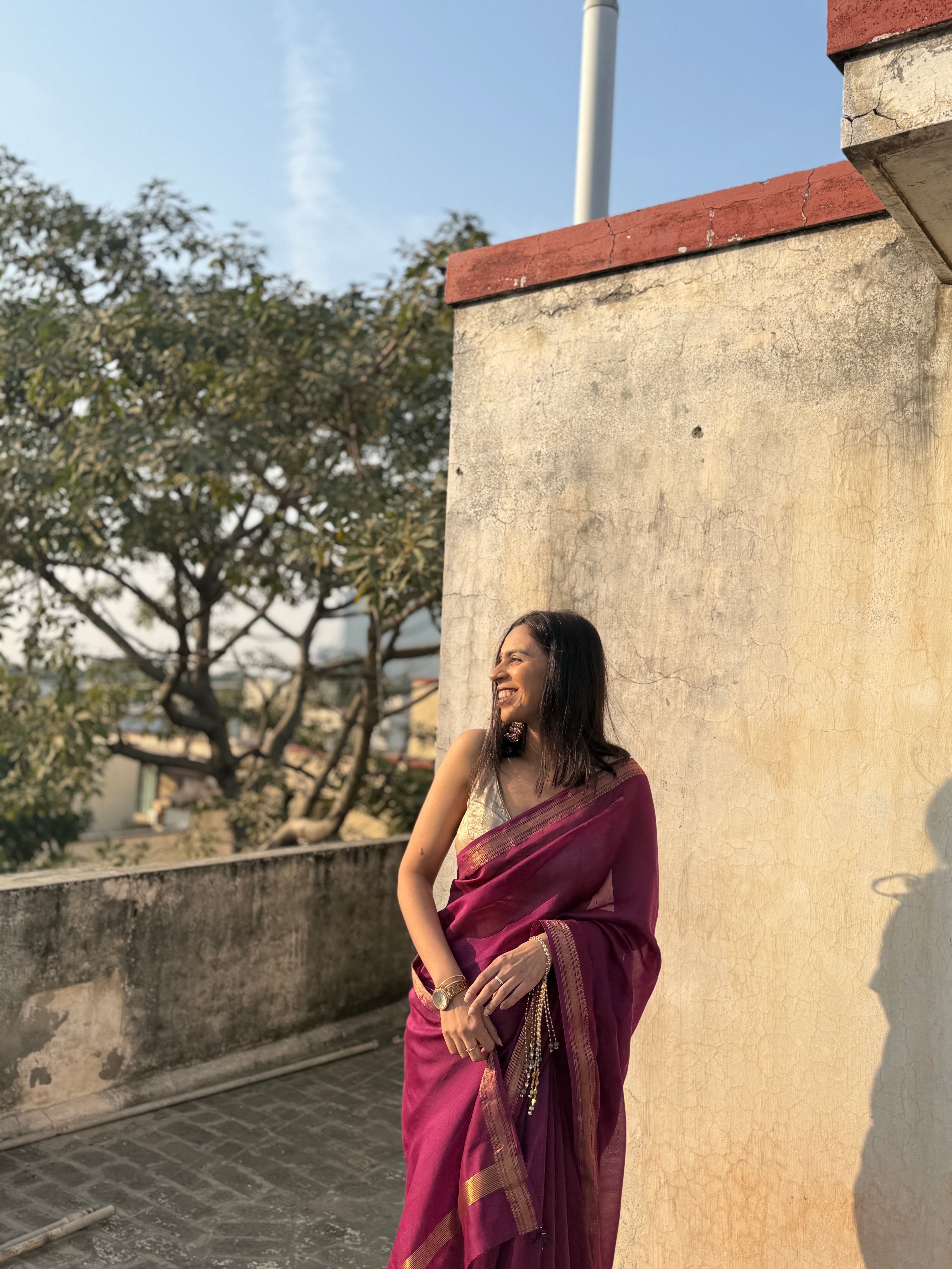 Nazaara | Purple Cotton Silk Saree
