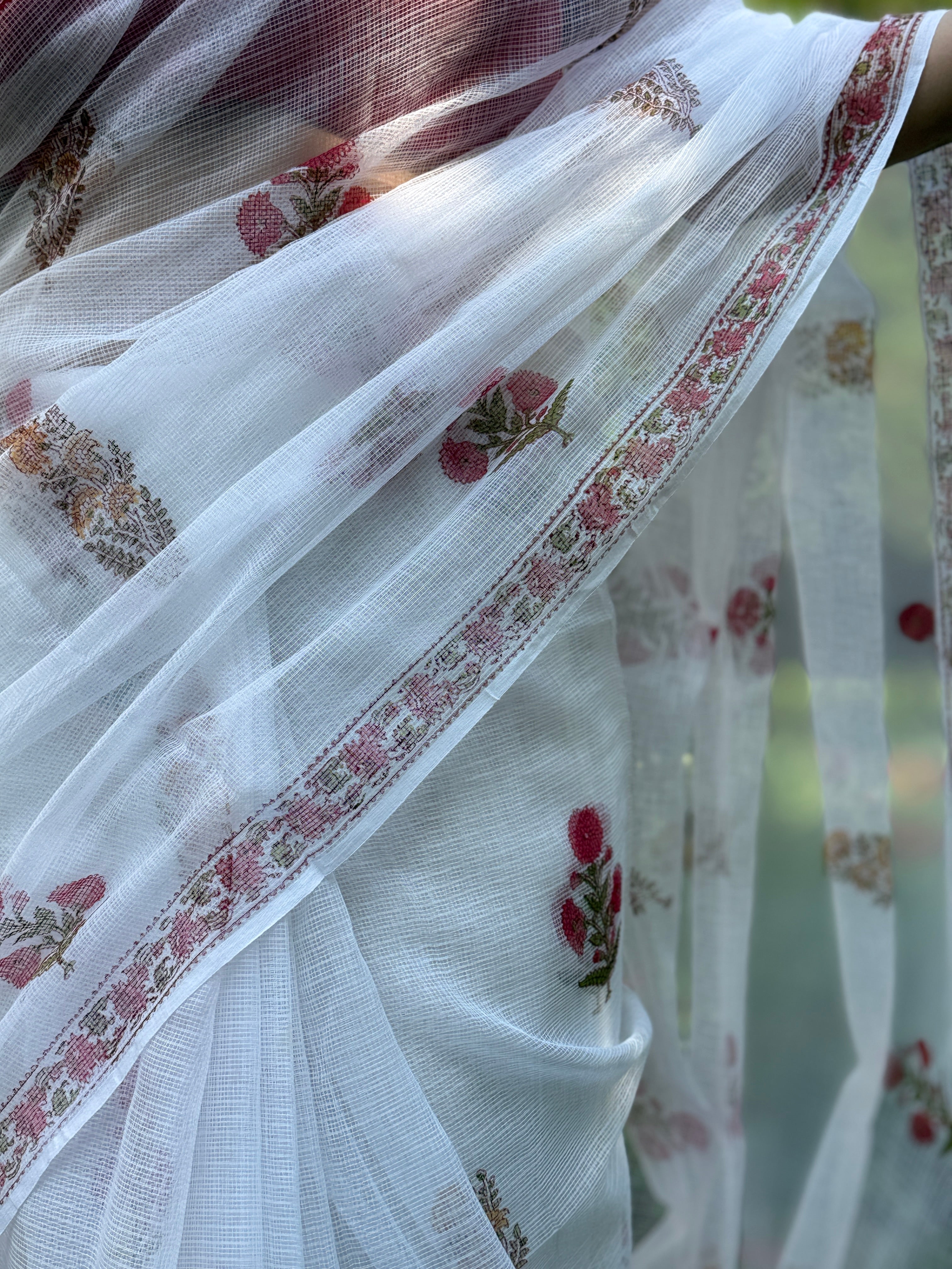 Baagh | Printed Kota Doria Saree
