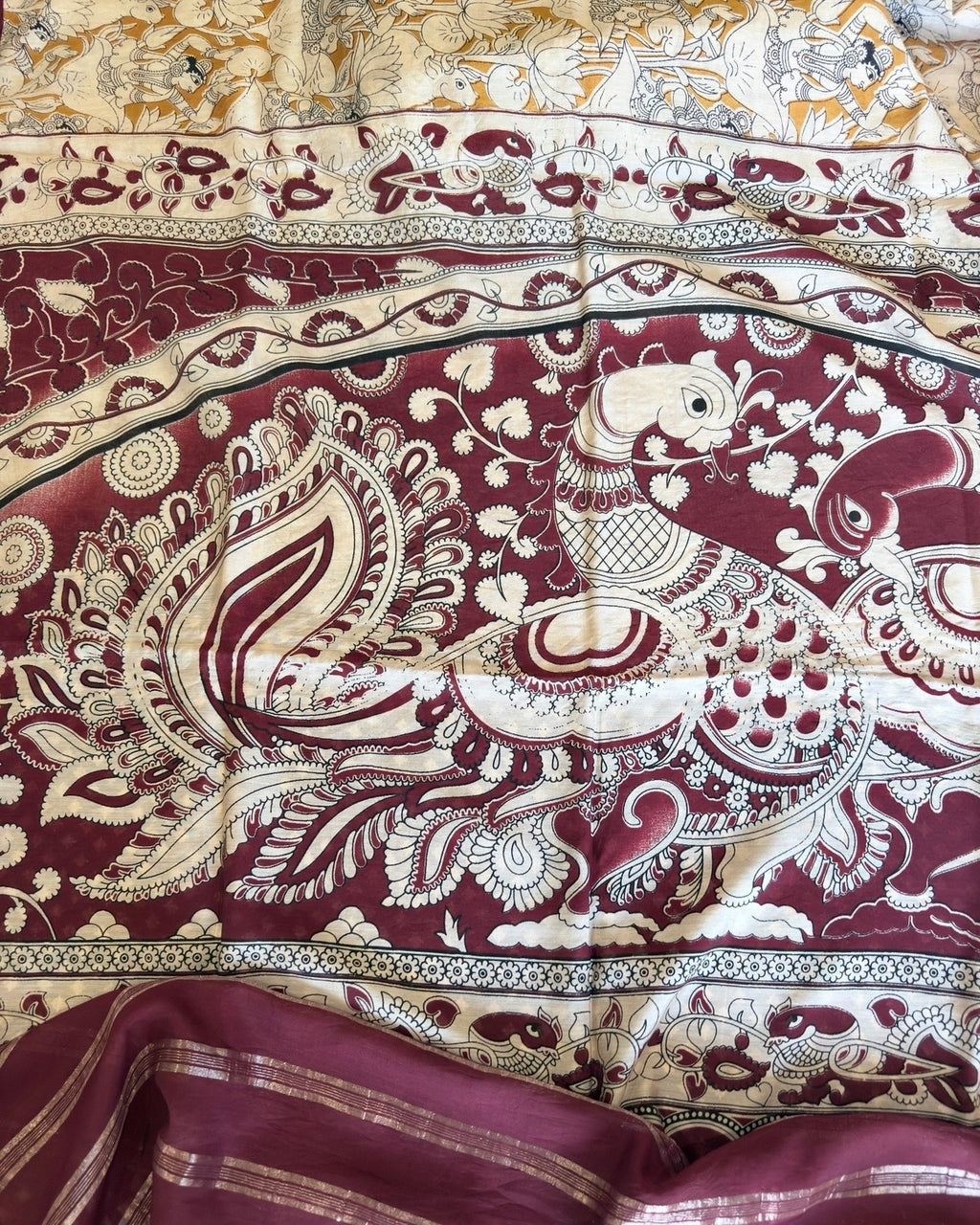 Seher | Ivory and Maroon Modal Saree