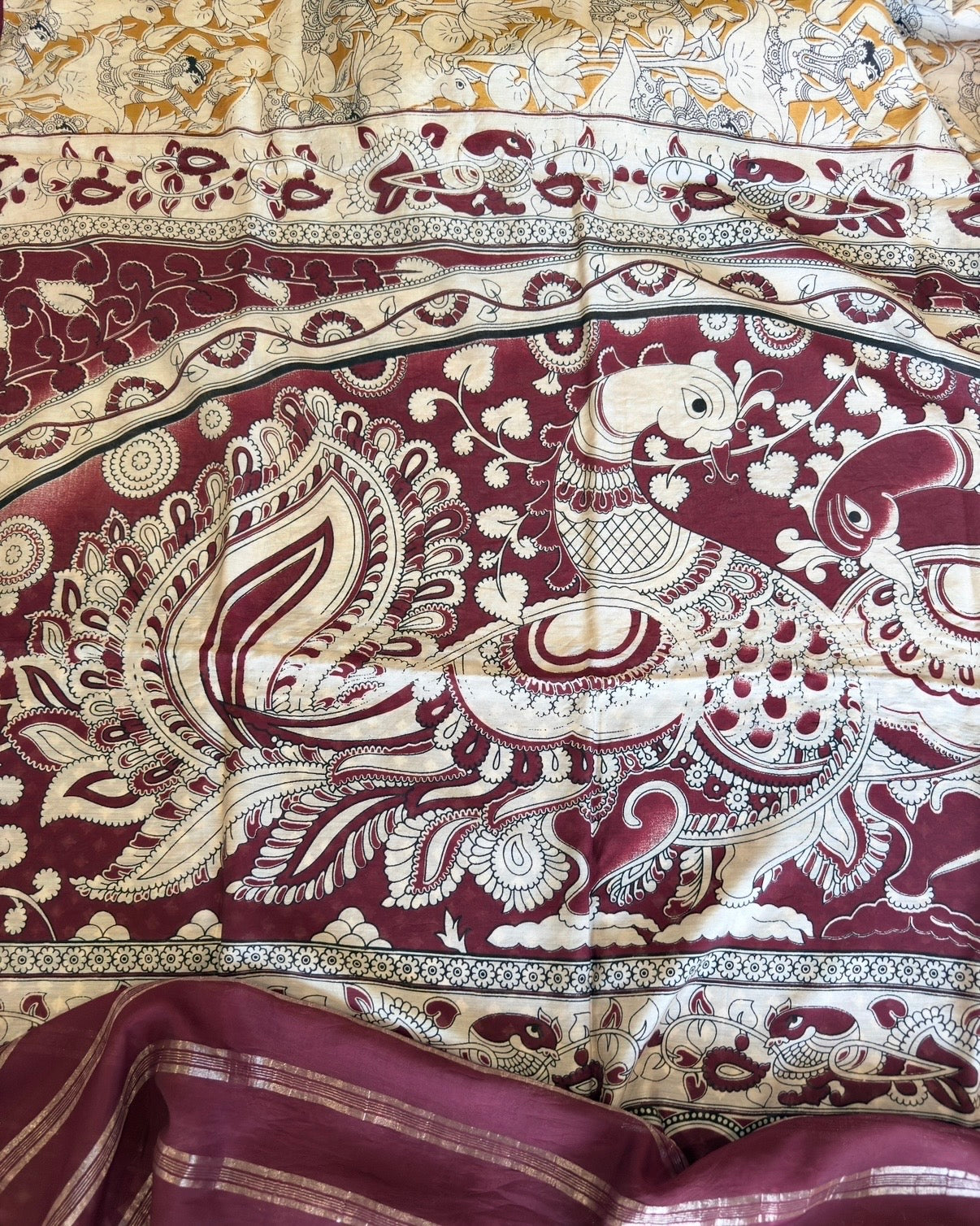 Seher | Ivory and Maroon Modal Saree