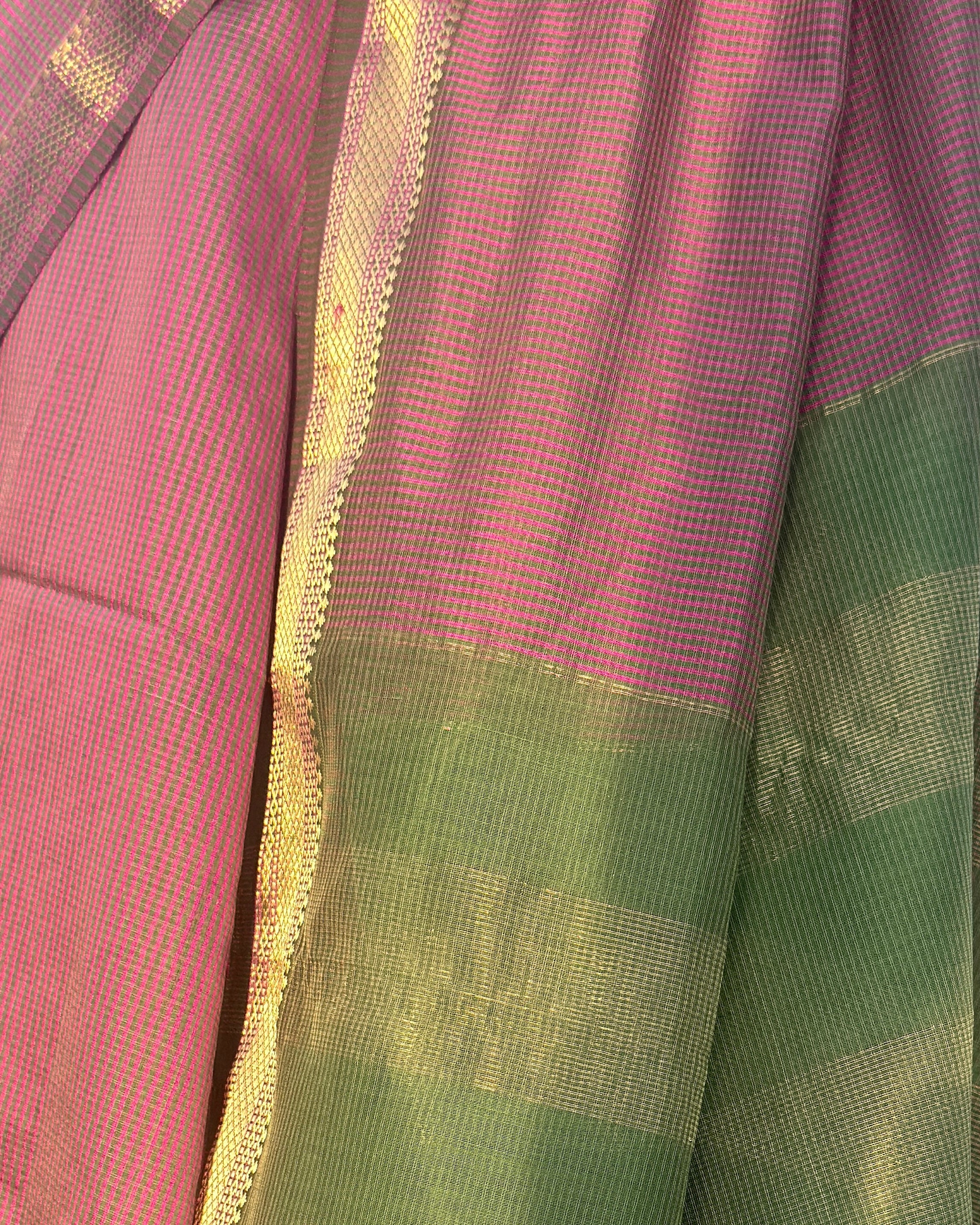 Kishmish | Pink Maheshwari Checks Saree