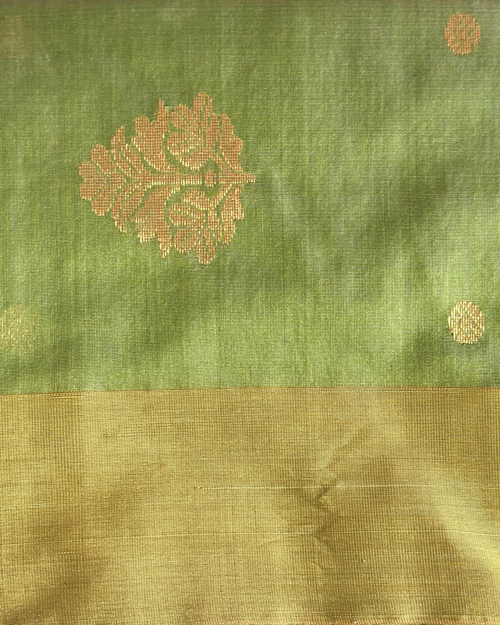 Amli | Olive Green Chanderi Silk Saree