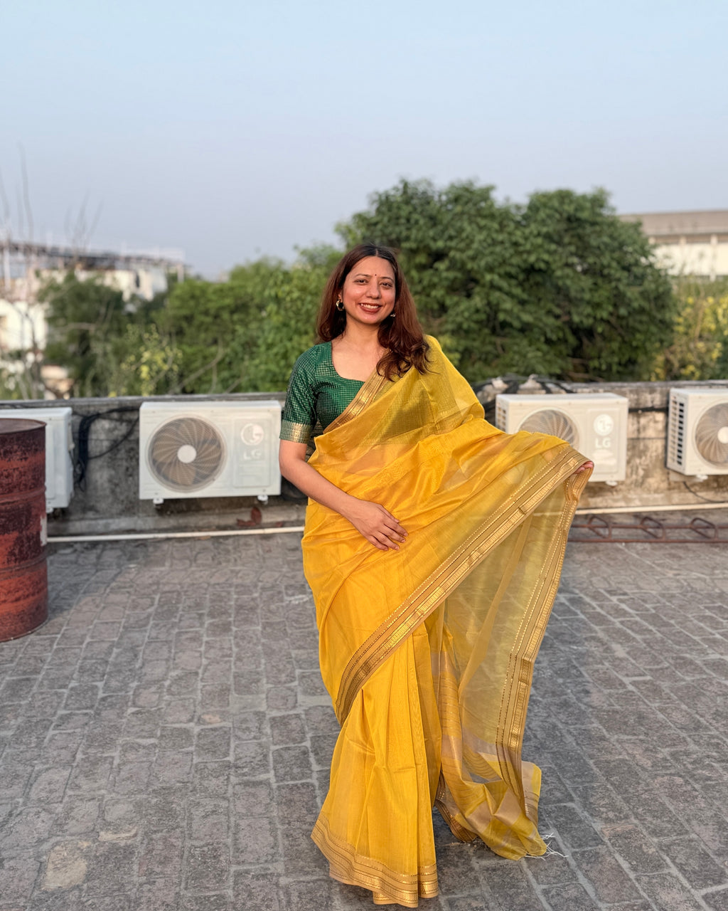 Nimbu | Yellow Maheshwari Saree