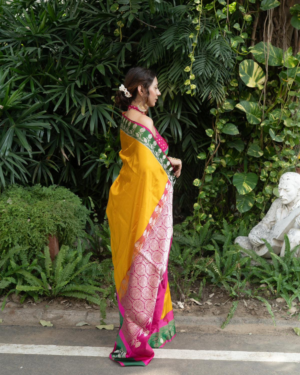 Sajni | Yellow Handloom Banarasi Katan Silk Saree