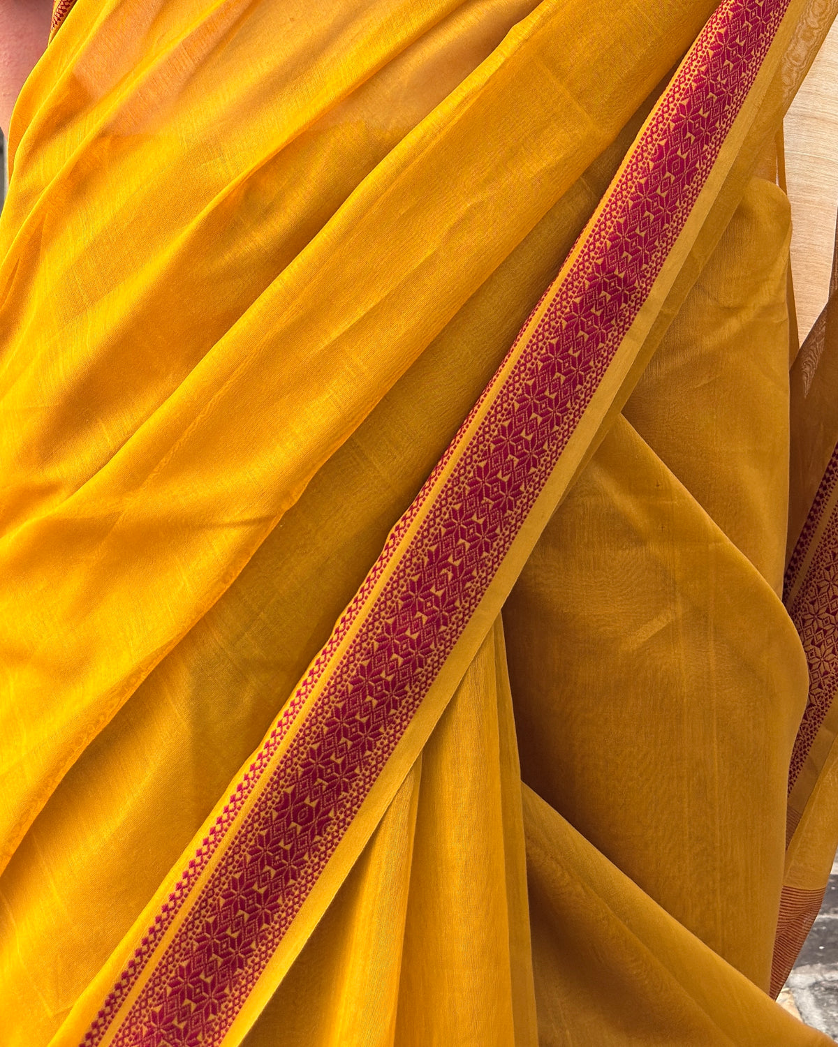 Chameli | Marigold Yellow Maheshwari Saree