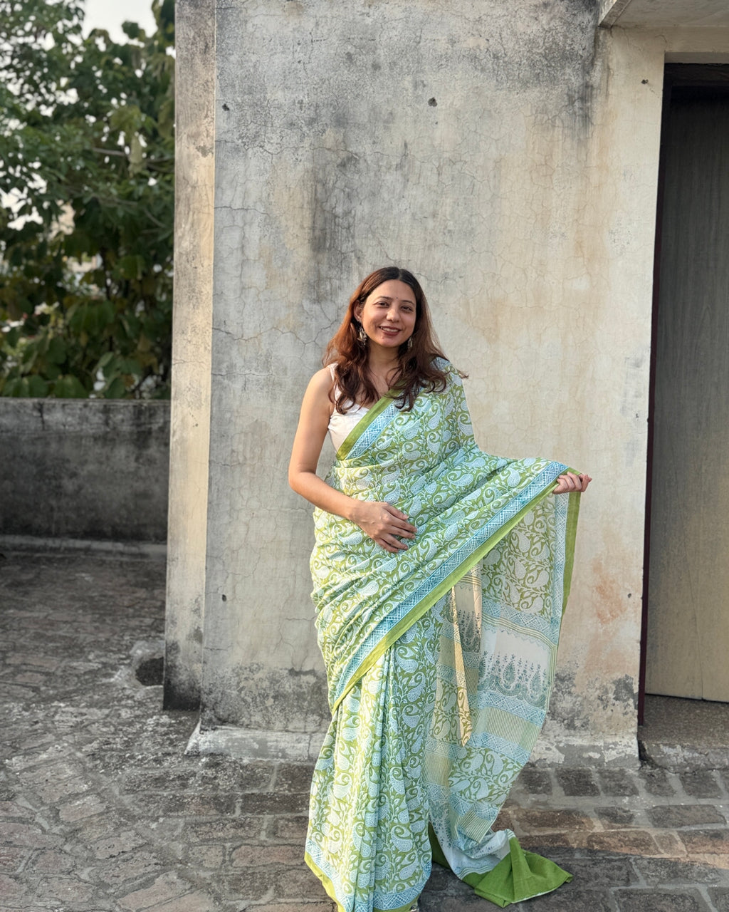Diya | Hand Block Printed Cotton Saree