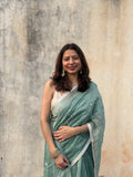 Sia | Green Viscose Organza & Silk Zari saree