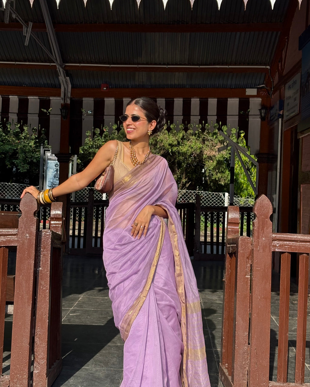 Lily | Purple Maheshwari Saree