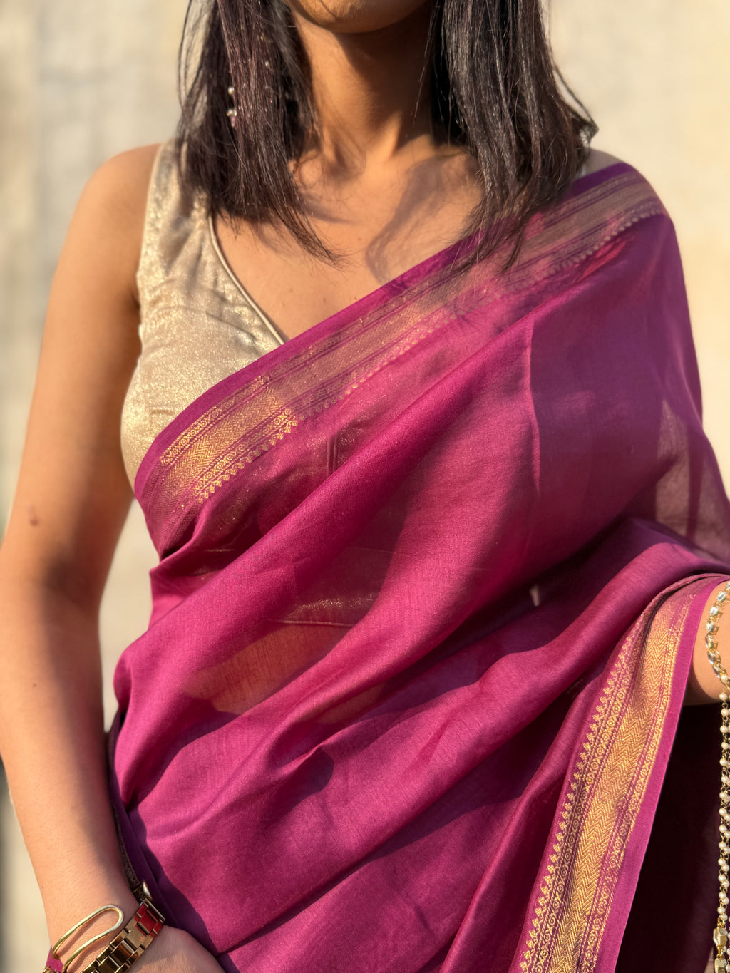 Nazaara | Purple Cotton Silk Saree