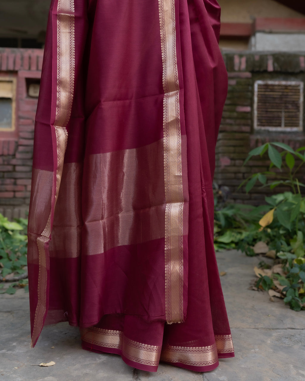 Nazaara | Maroon Cotton Silk Saree