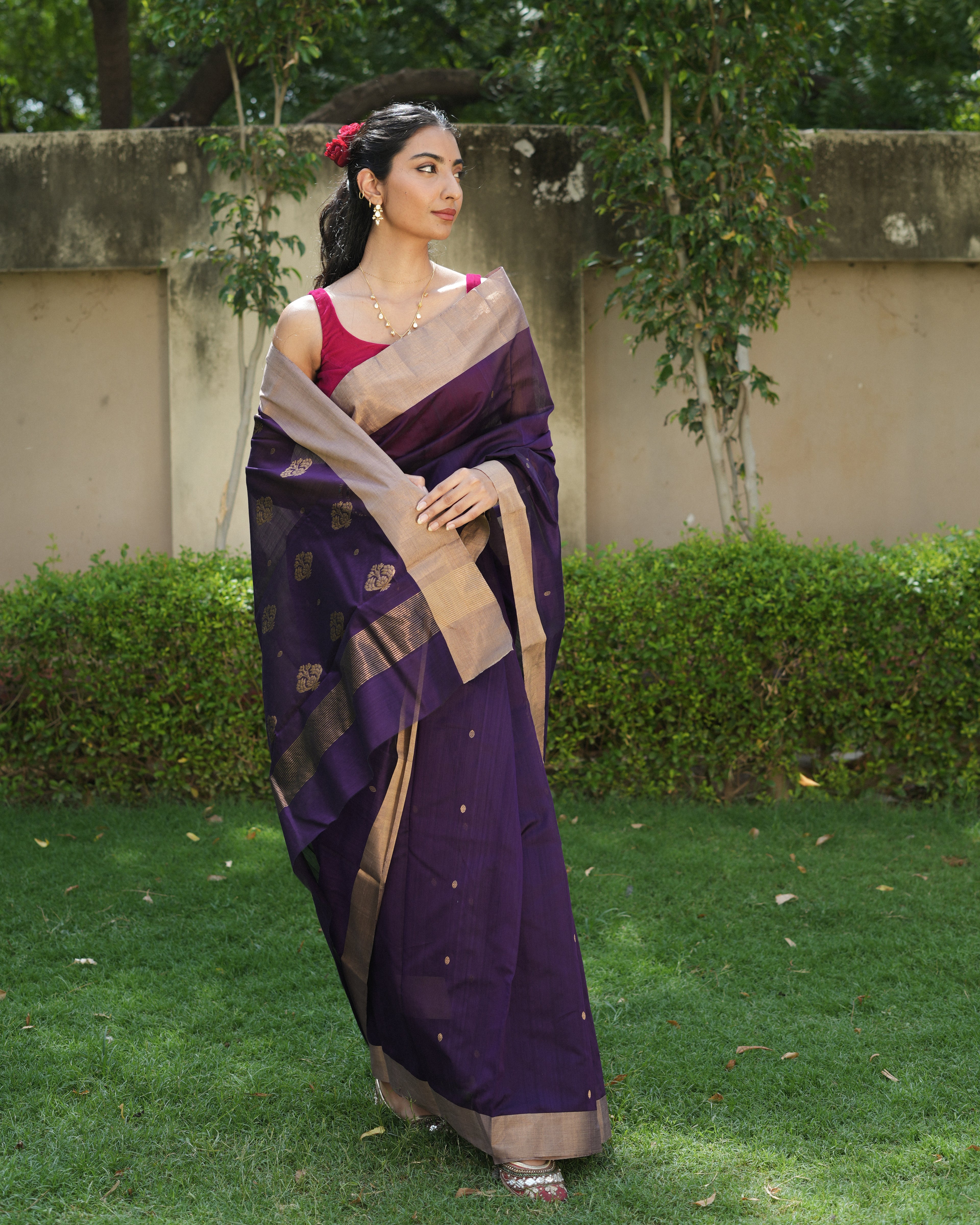 Neelima | Purple Chanderi Silk Saree