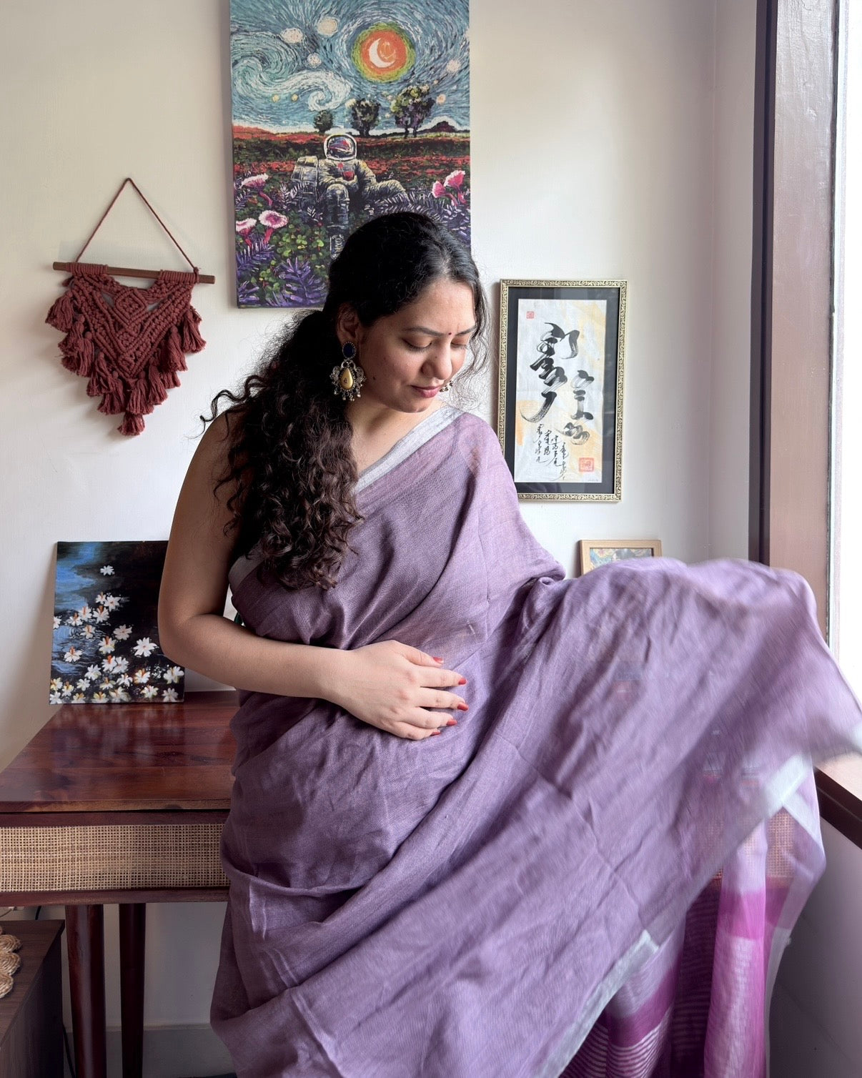 Tulip | Lavender Linen Saree