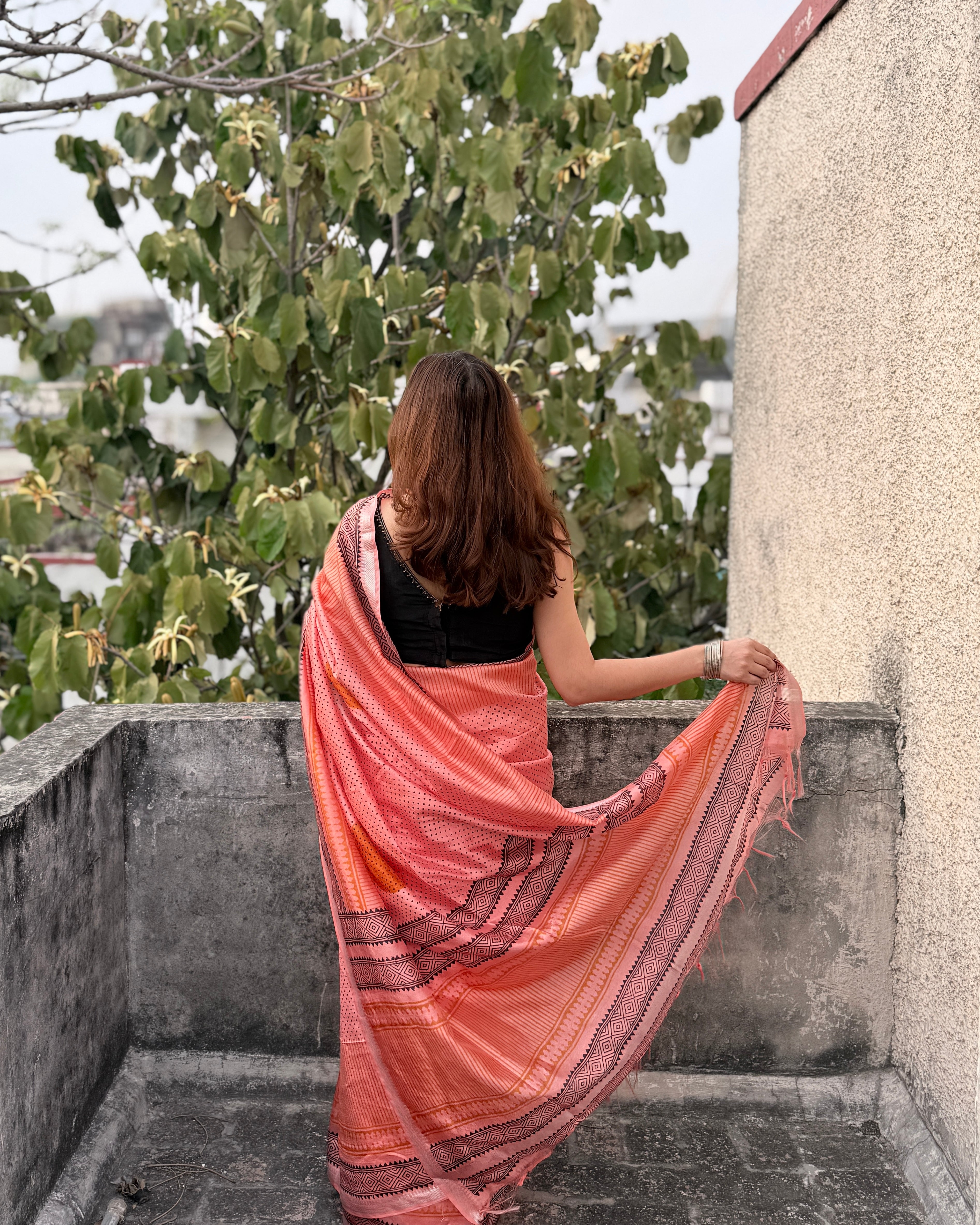 Nisarg | Pink Banana Silk Saree