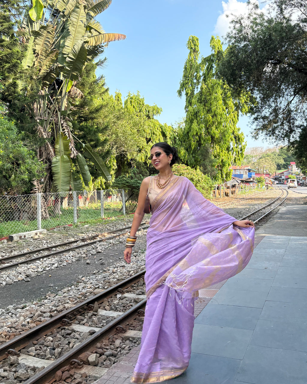 Lily | Purple Maheshwari Saree