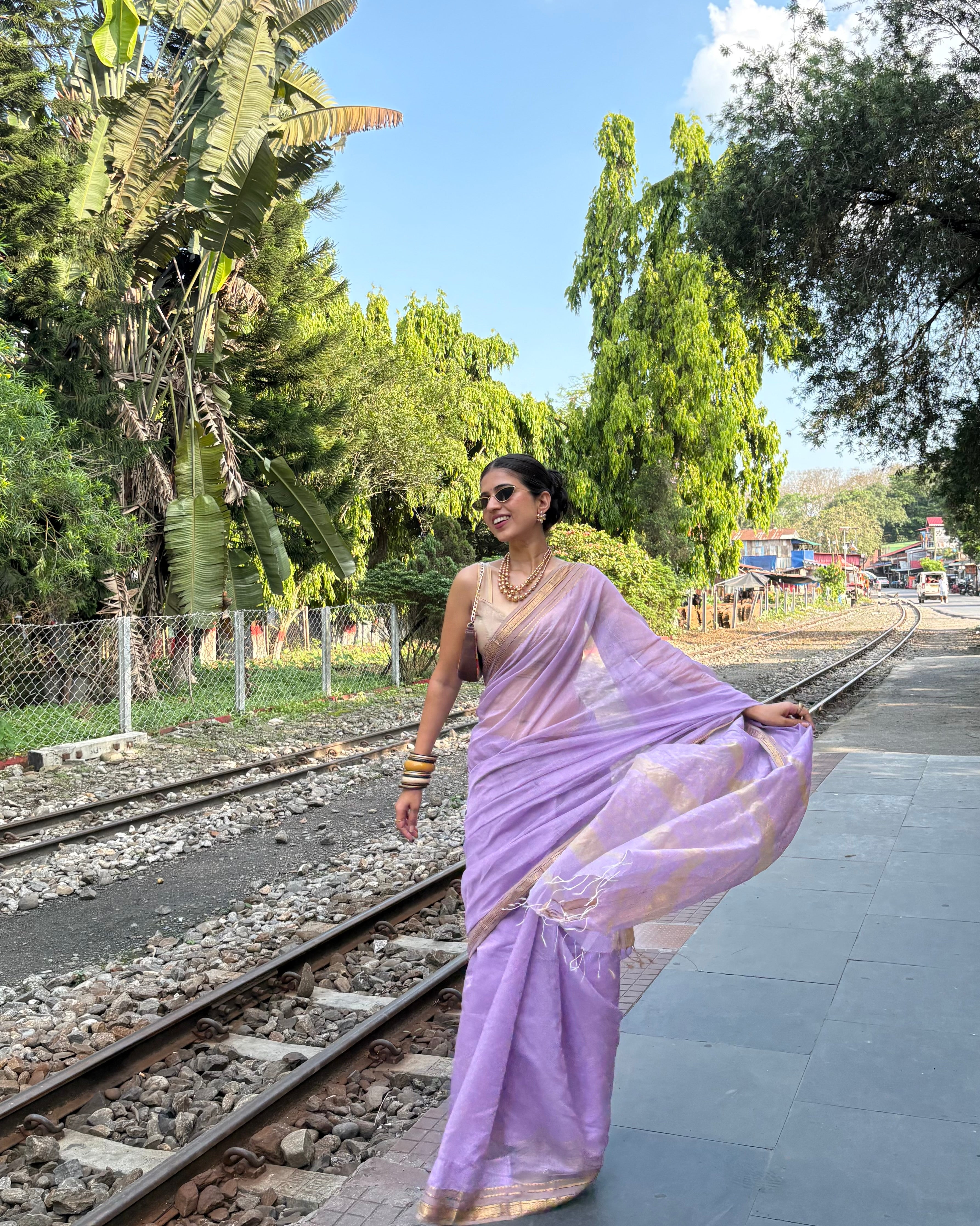 Lily | Purple Maheshwari Saree