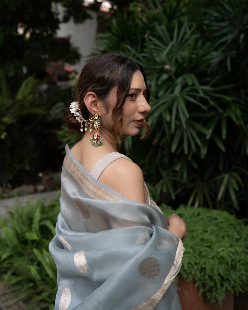 Naina | Blue Handloom Banarasi Kora Silk Saree