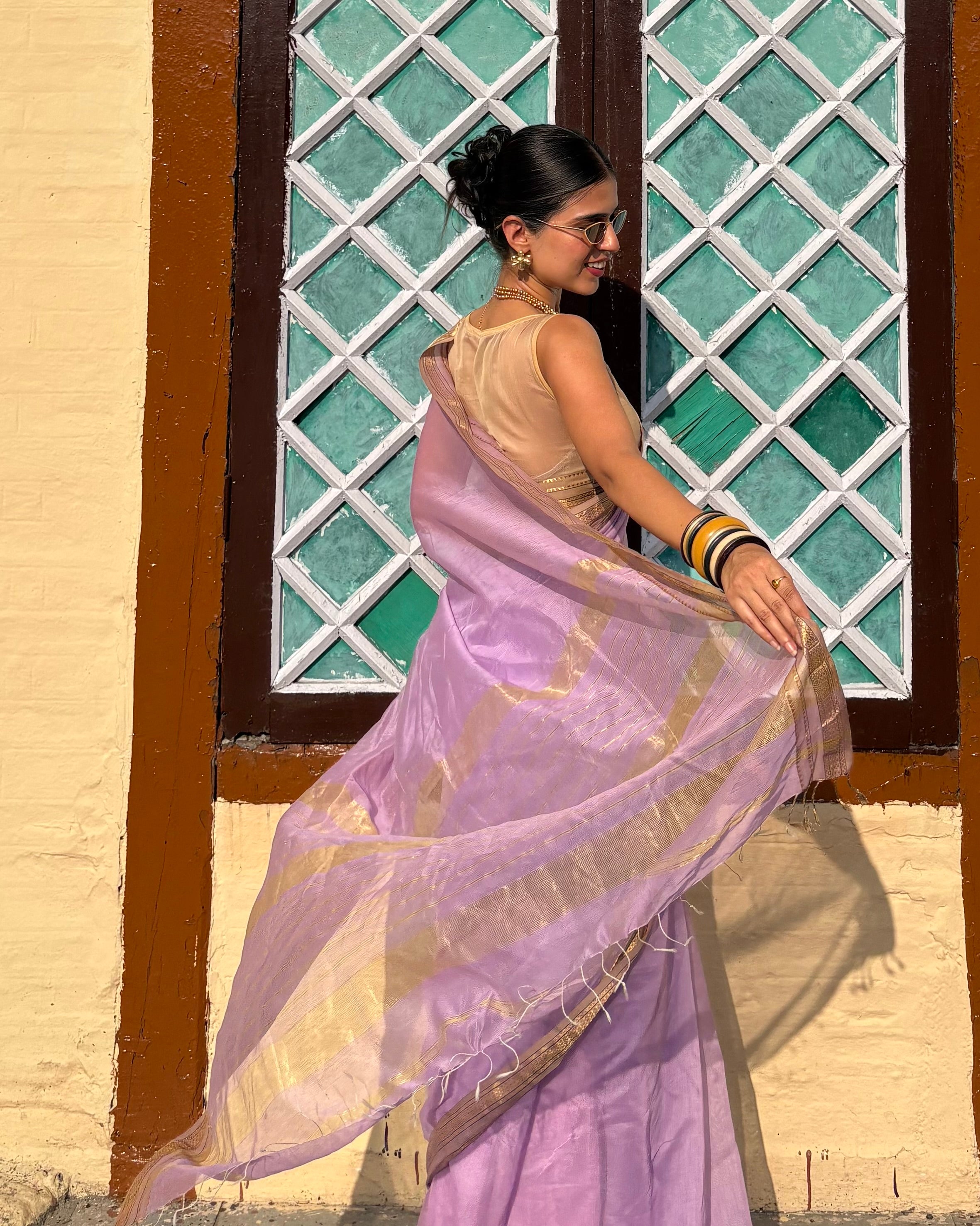 Lily | Purple Maheshwari Saree