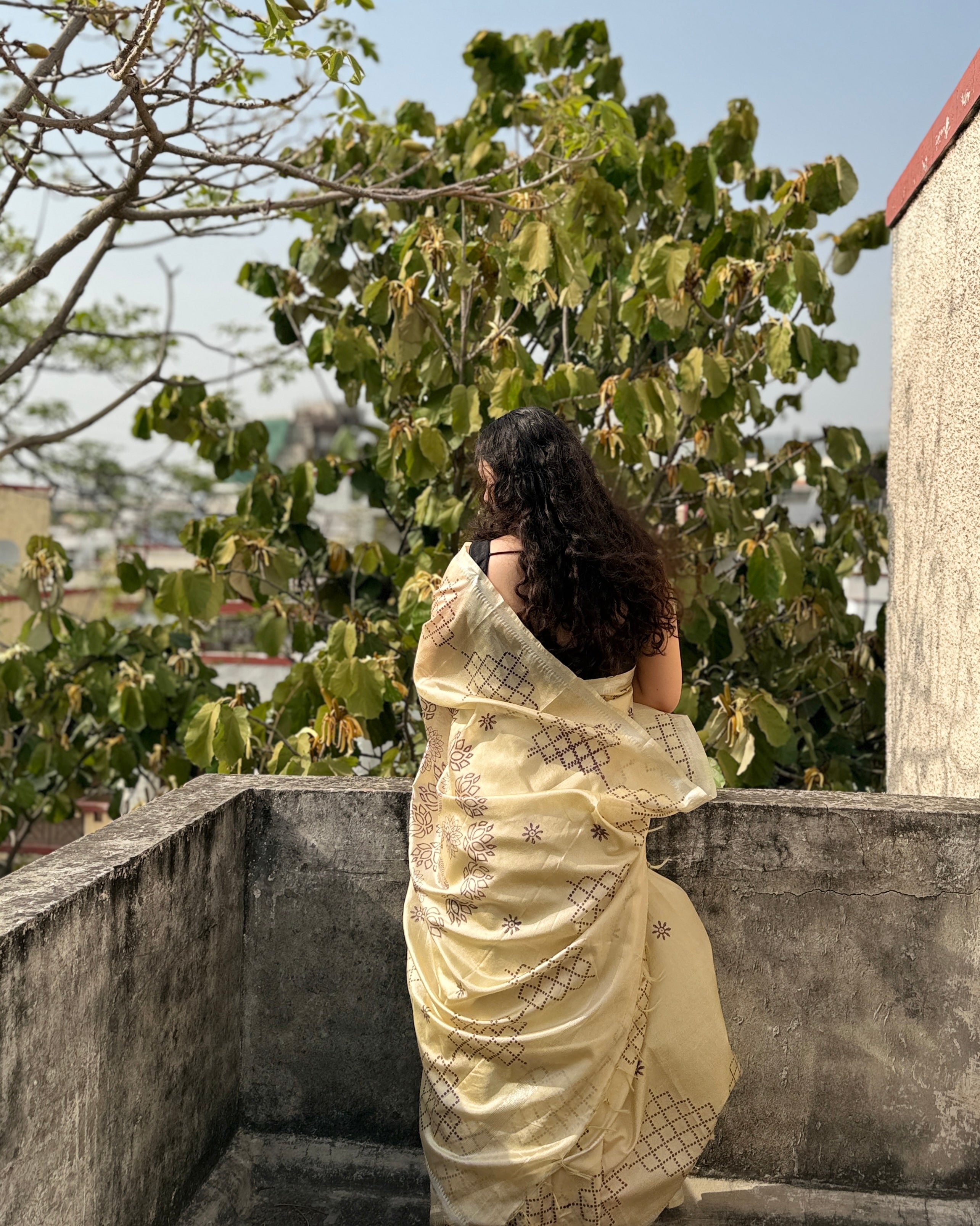Nina | Cream Banana Silk Saree