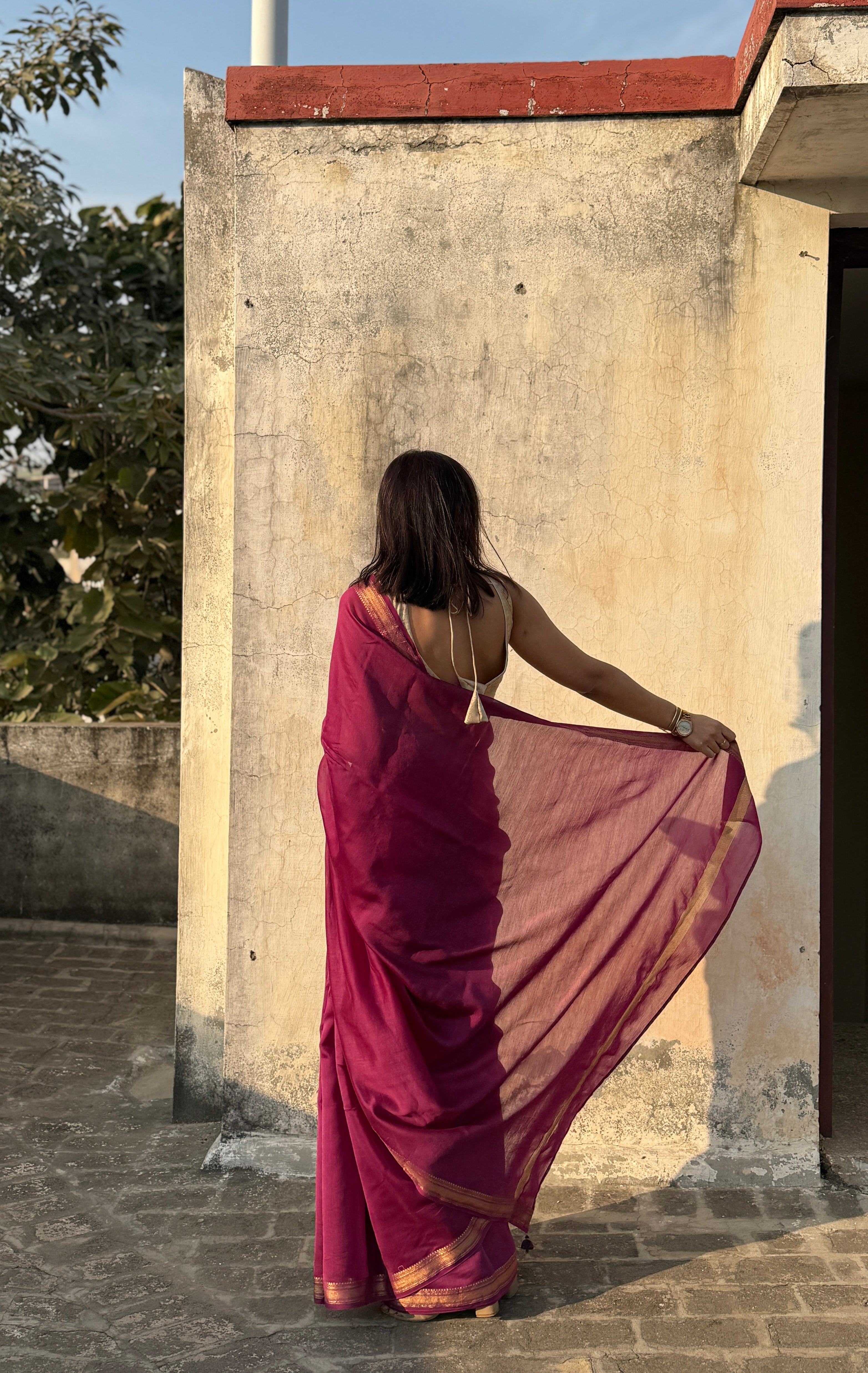 Nazaara | Purple Cotton Silk Saree