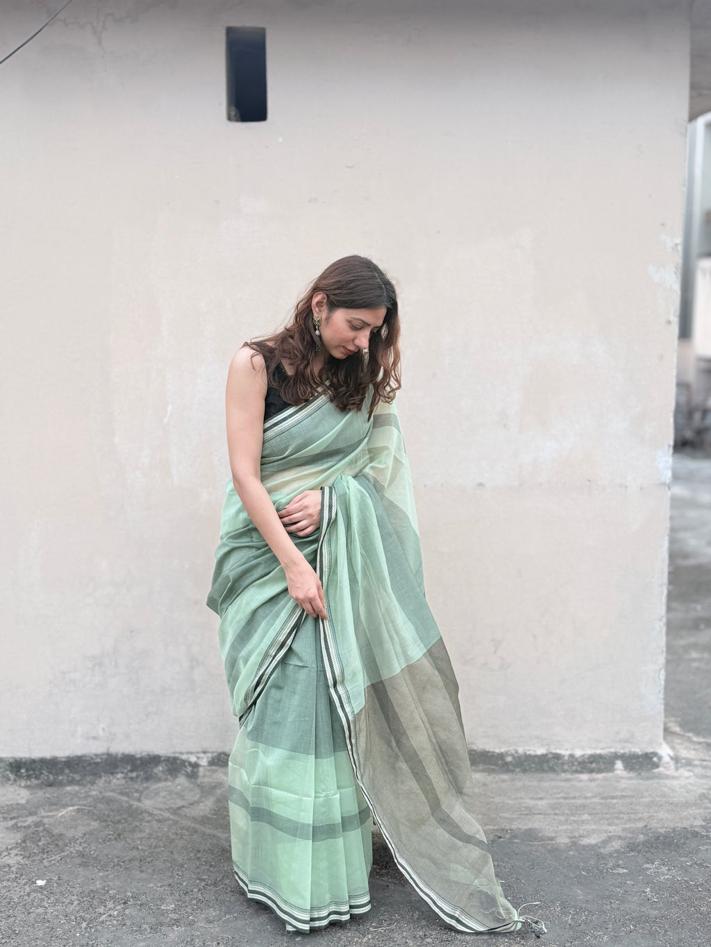 Minty | Mint Green Maheshwari Saree