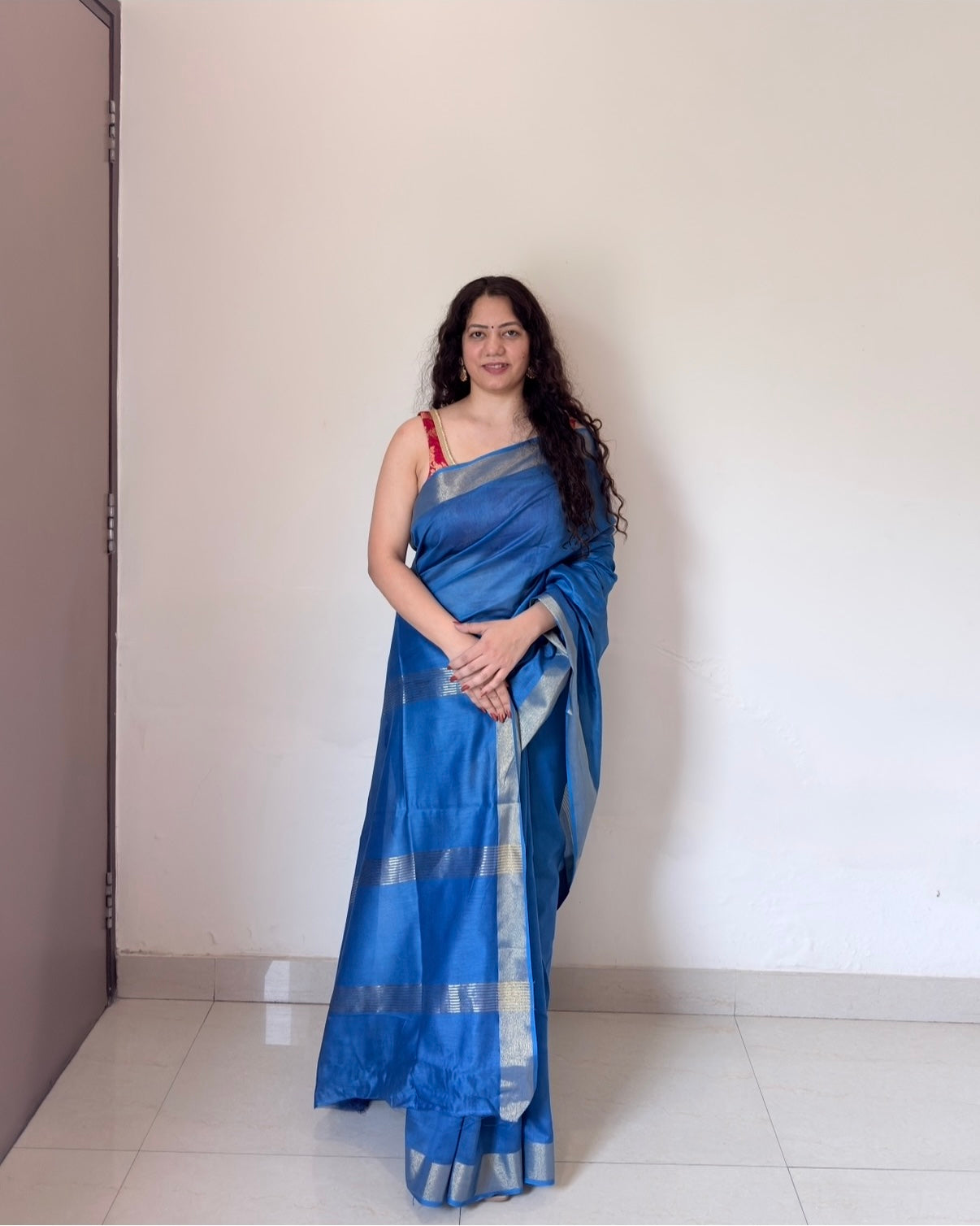 Merry | Blue Silk Cotton Saree