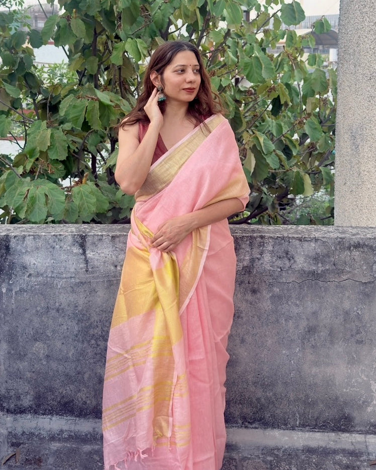 Sorbet | Pink Linen Saree