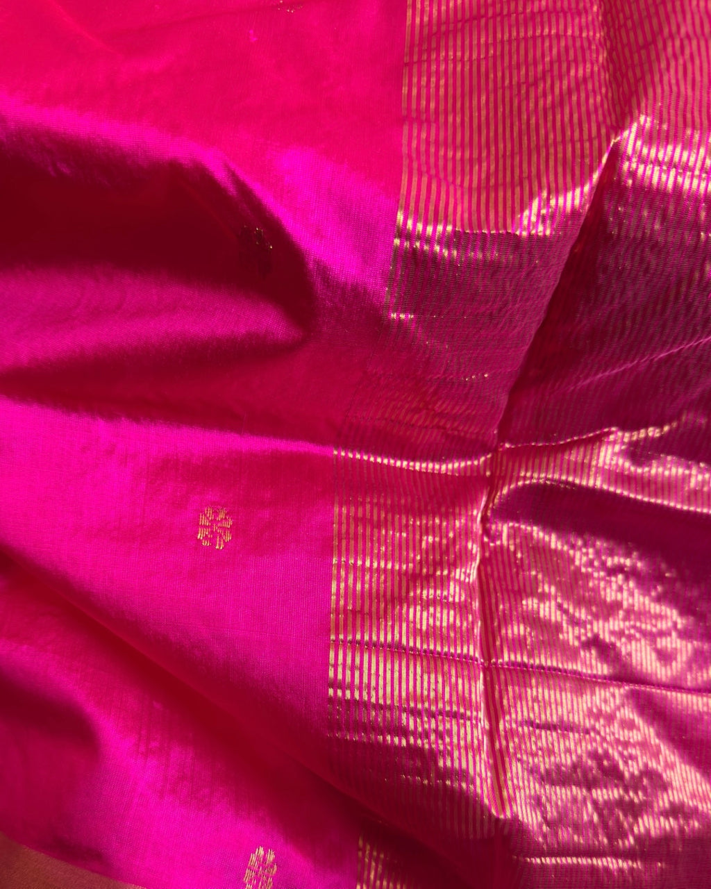 Laila | Rani Pink Chanderi Pattu Silk Saree