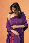 Jamun | Purple Viscose Crepe Hand Embroidered saree