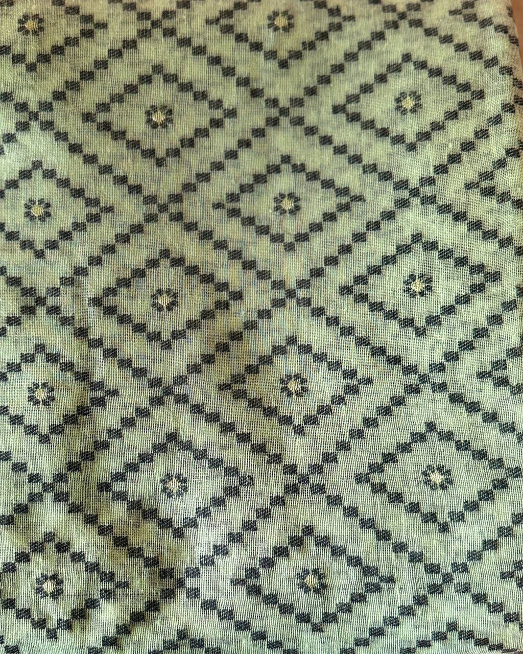 Itr | Sage Green Jamdani Saree