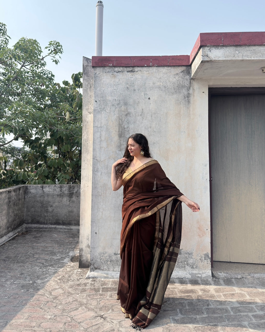 Kashish | Cocoa Maheshwari Cotton Saree