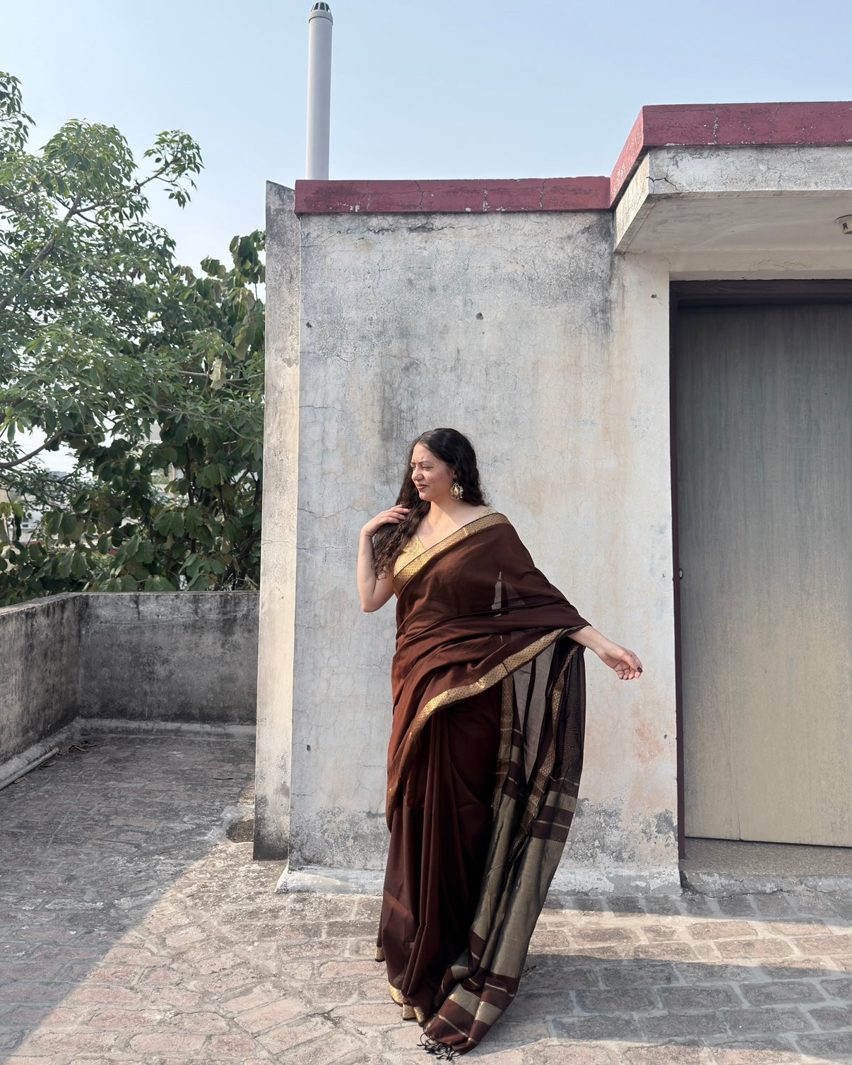 Kashish | Cocoa Maheshwari Cotton Saree