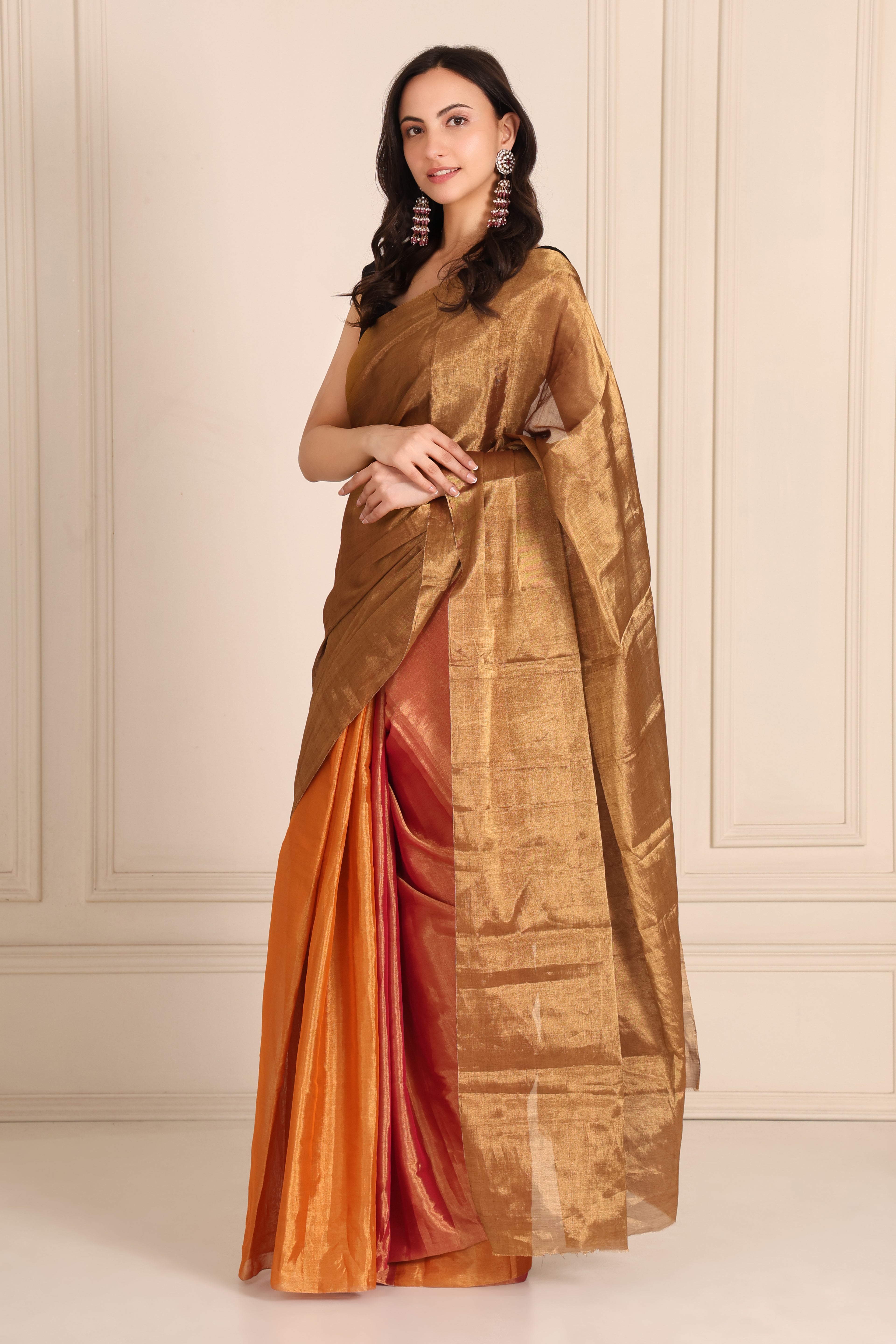 Chanderi silk saree raat rani