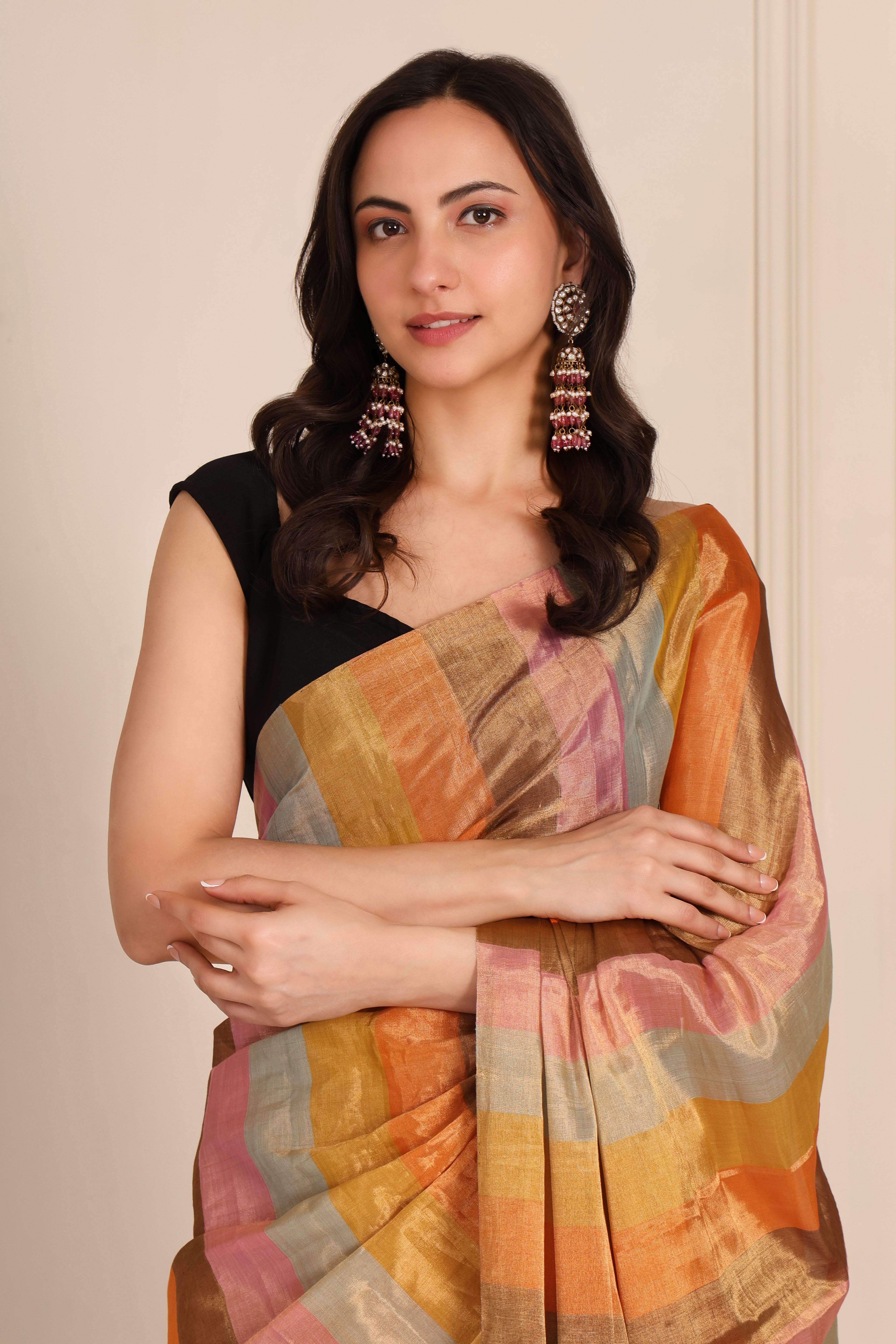 Chanderi silk saree raat rani