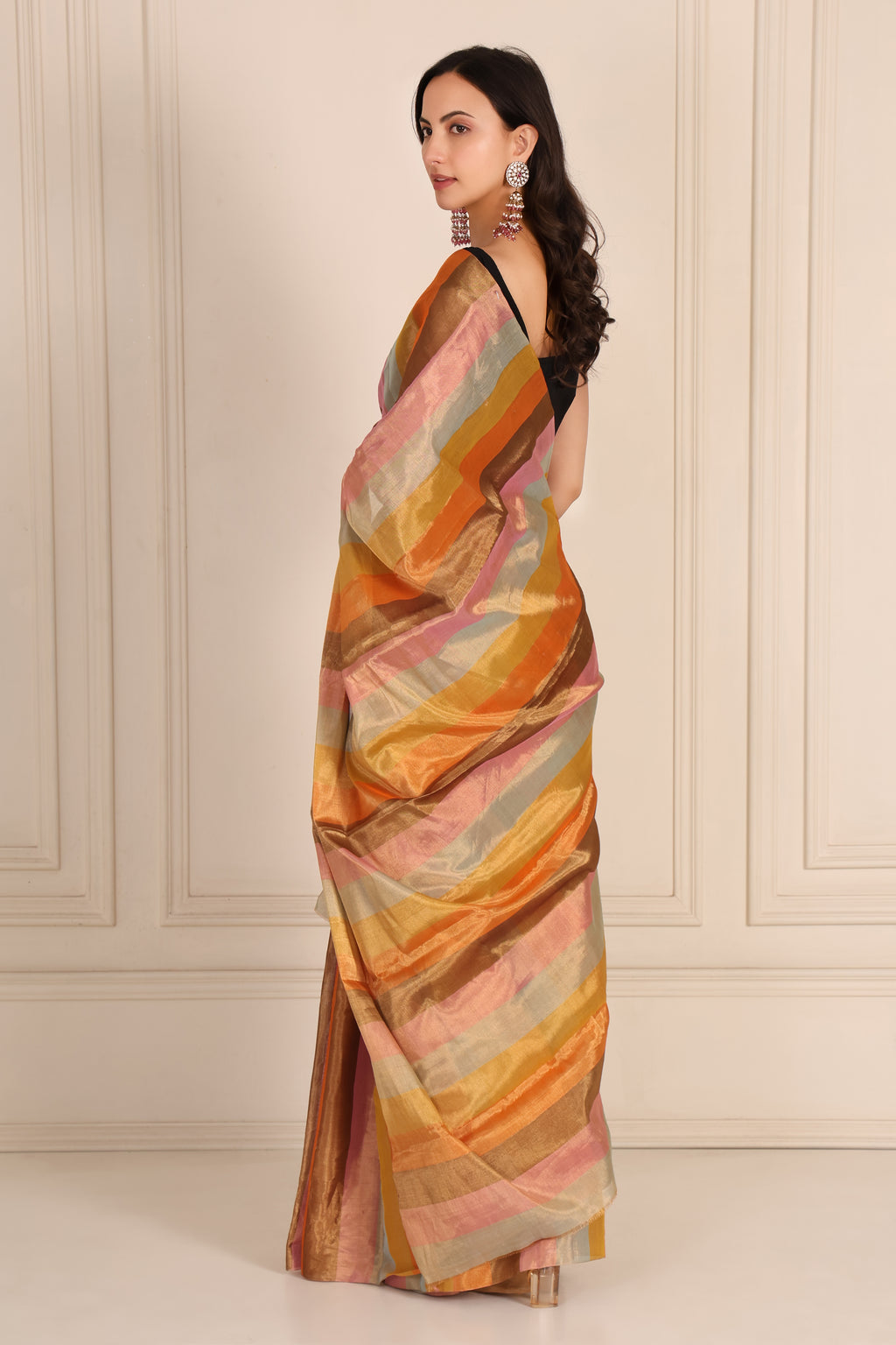 Chamak | Striped Chanderi Tissue Saree