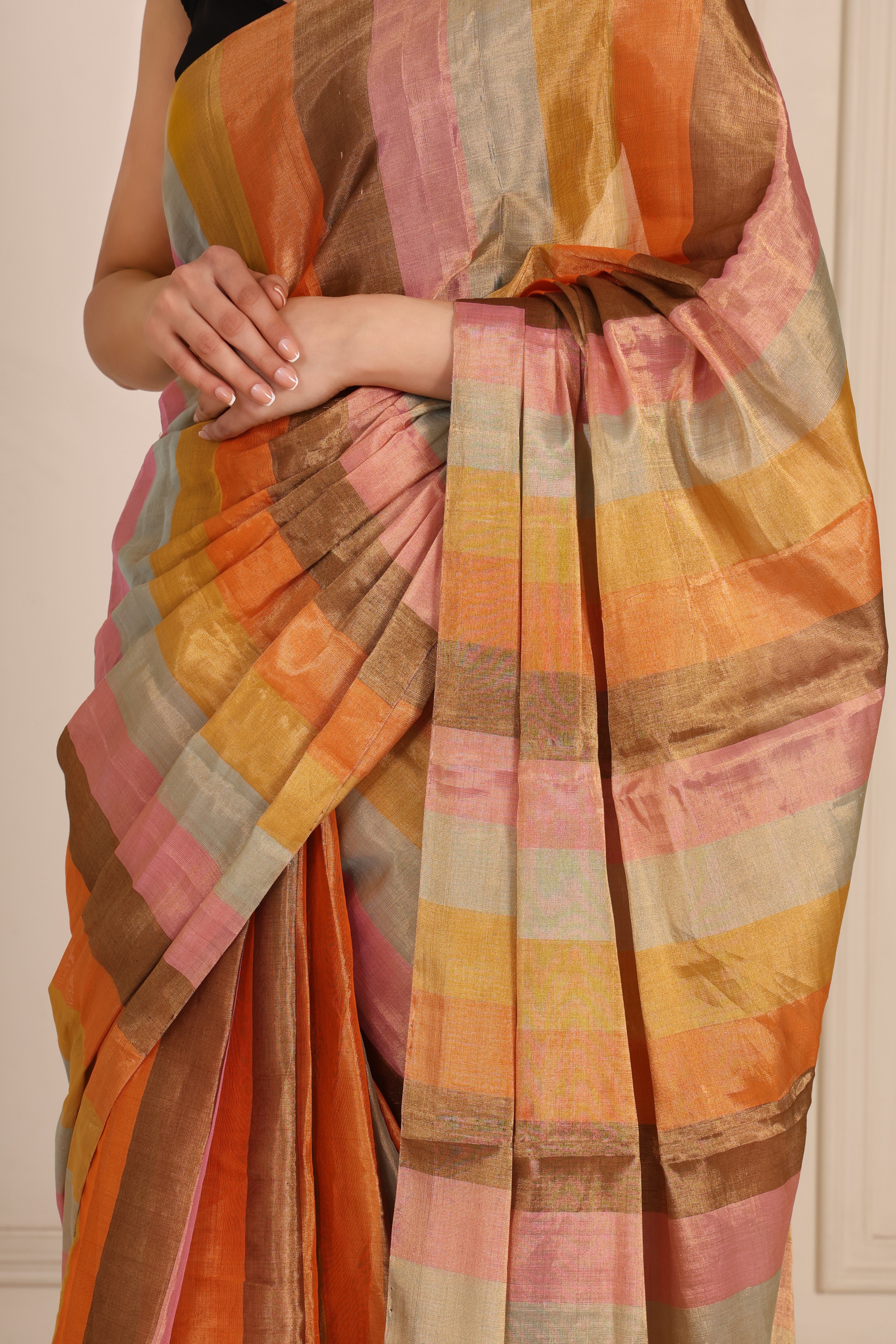 Chamak | Striped Chanderi Tissue Saree