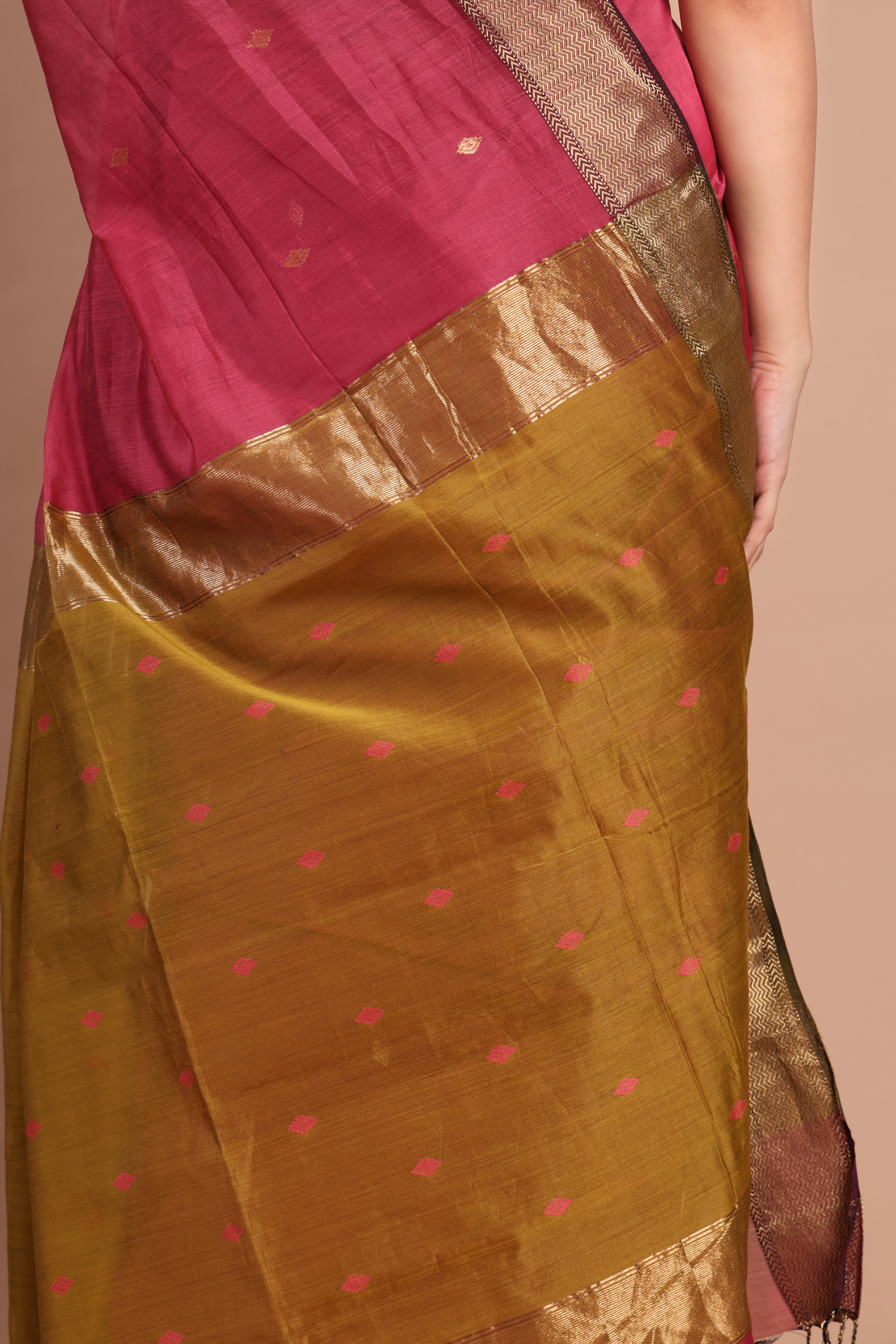 Gulab | Pink Chanderi Silk Saree with Contrast Pallu