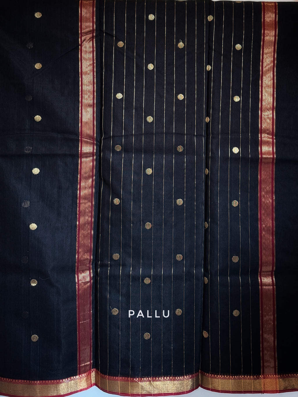 Kala Jaam | Black Chanderi Silk Saree with Golden Dots