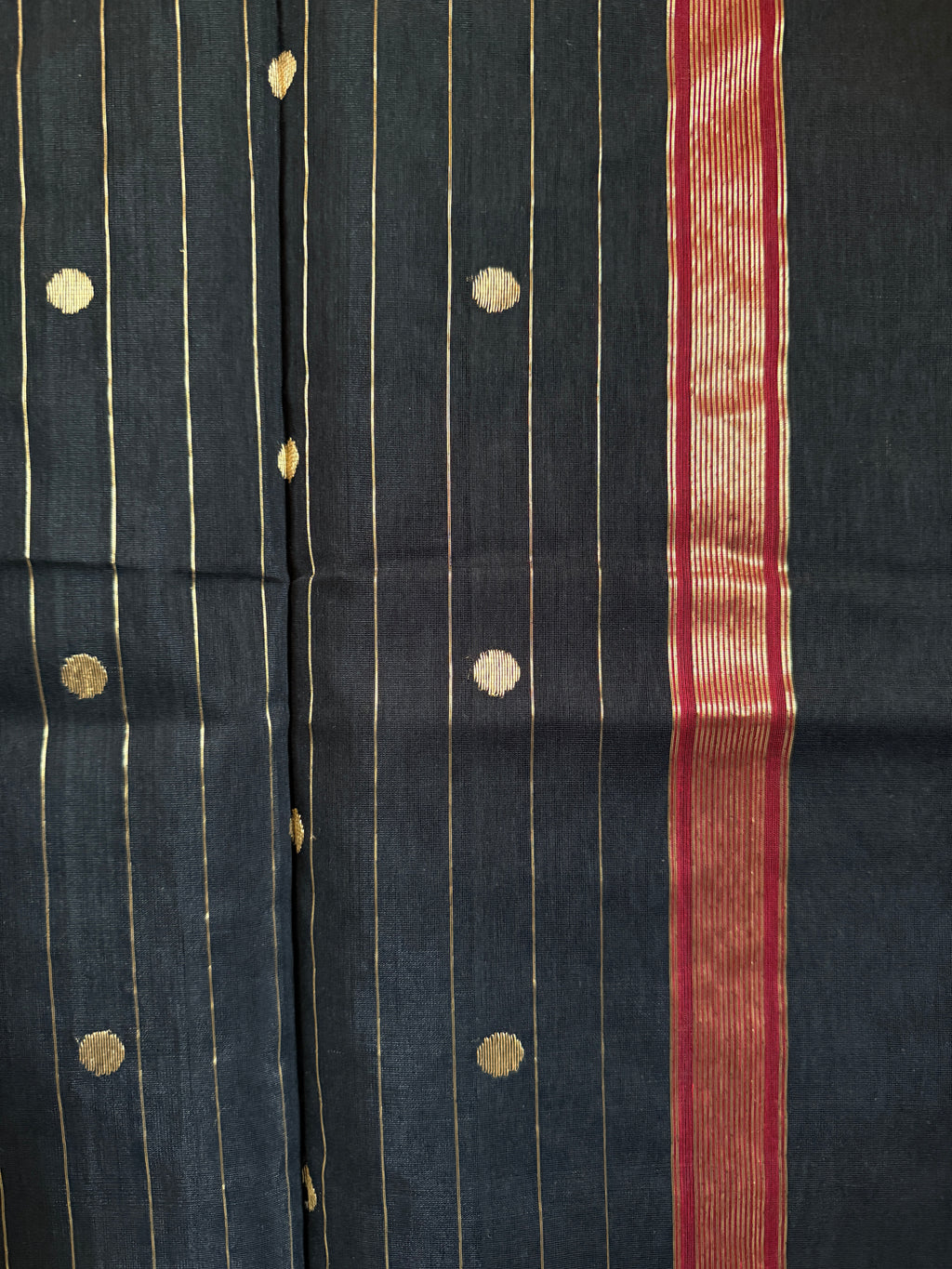 Kala Jaam | Black Chanderi Silk Saree with Golden Dots