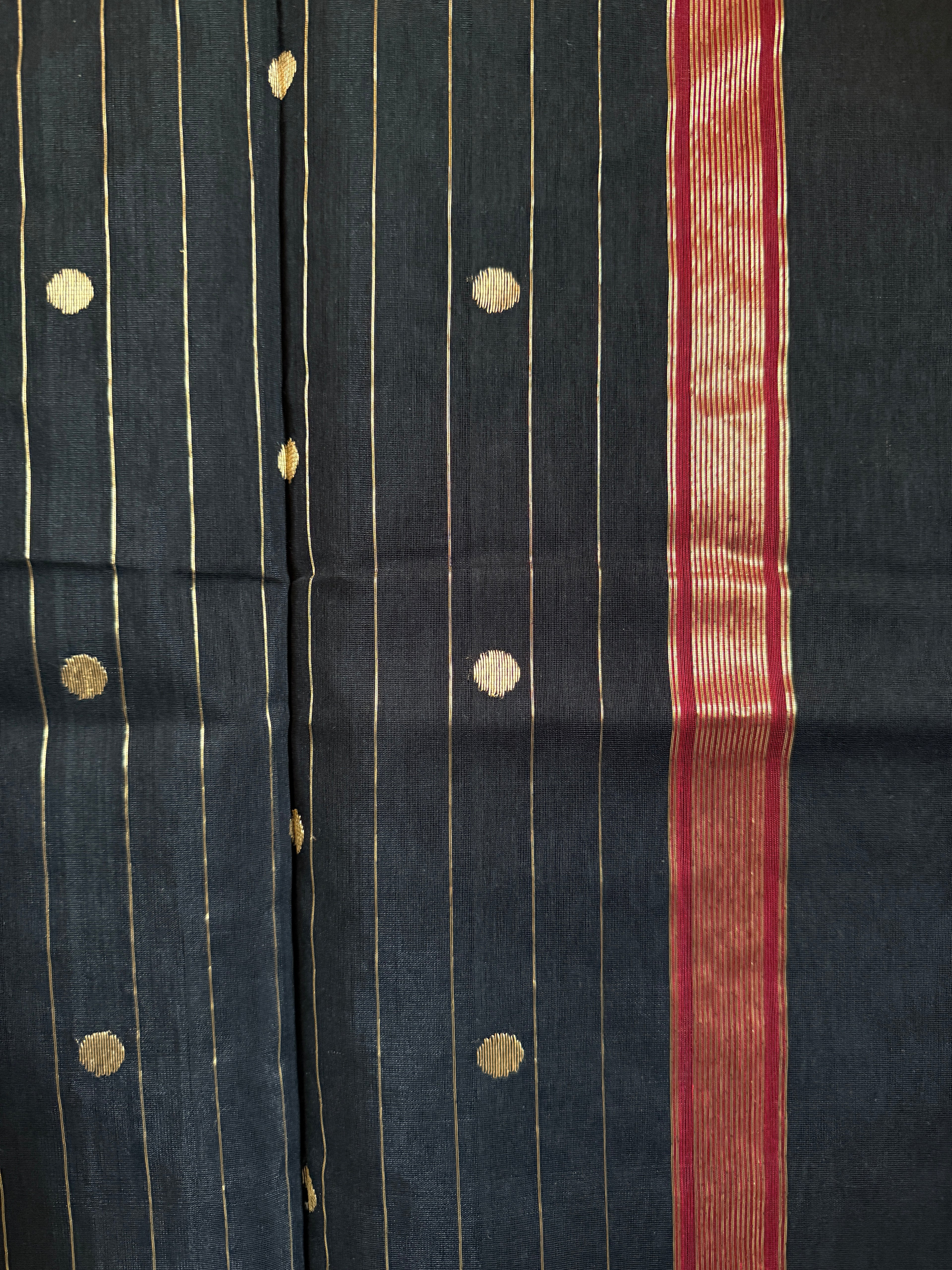 Kala Jaam | Black Chanderi Silk Saree with Golden Dots