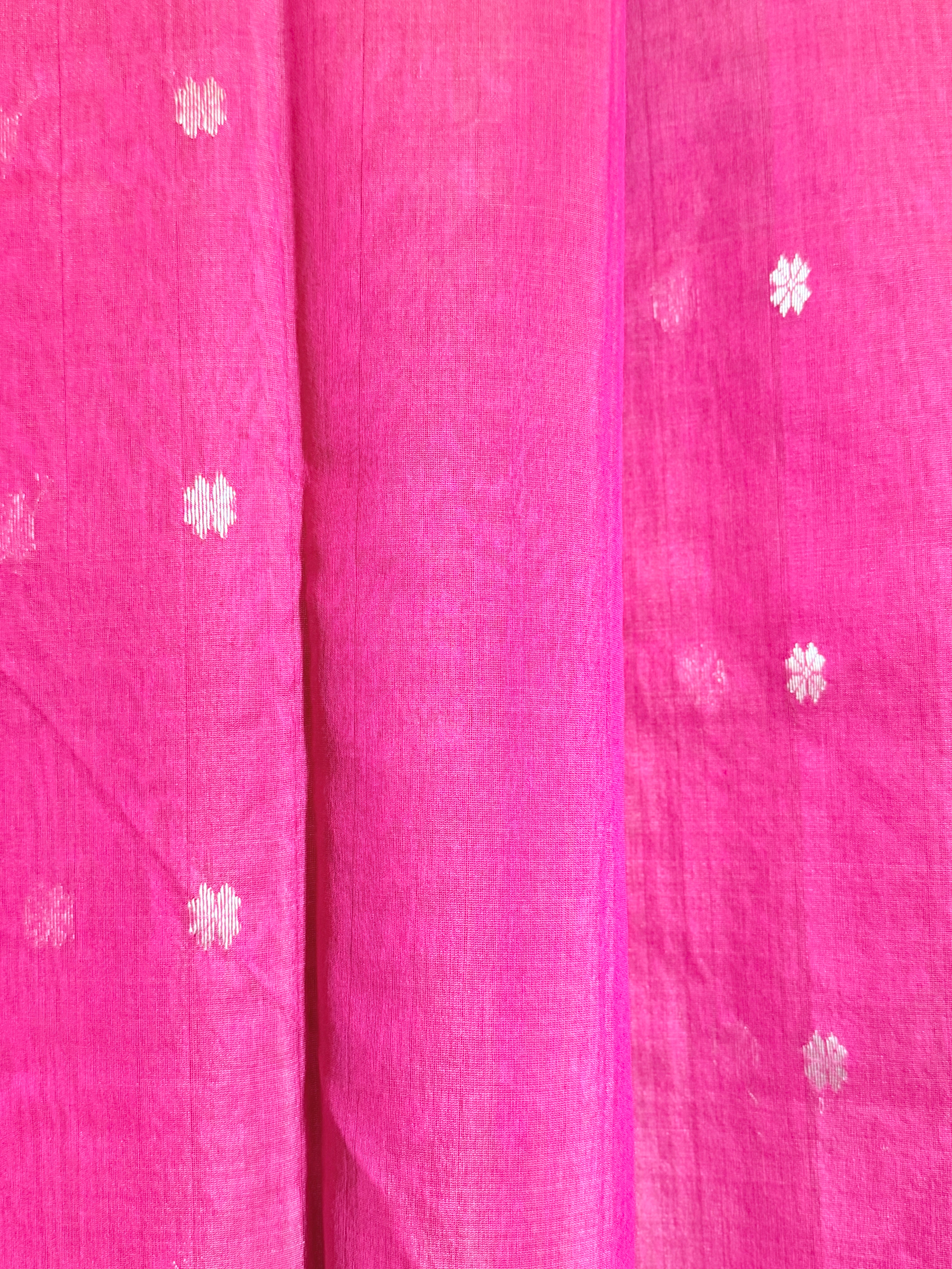 Chaandi | Pink Chanderi Silk Saree with Silver Motifs
