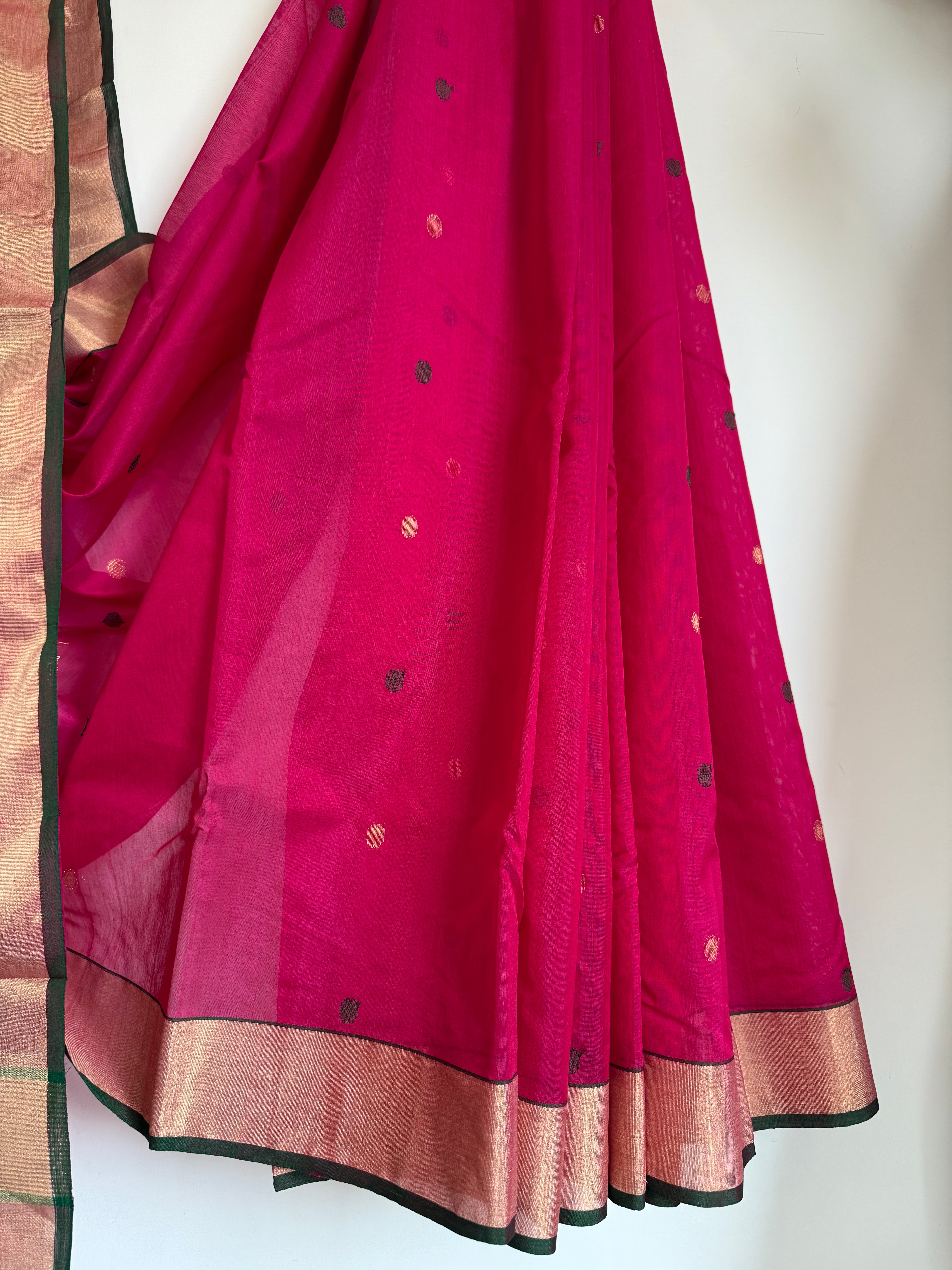 Rajnigandha | Magenta Chanderi Silk Saree with Floral Motifs