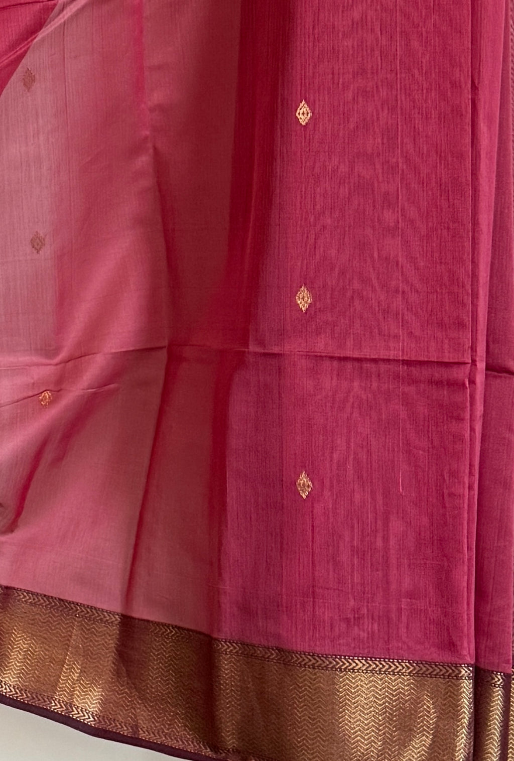 Gulab | Pink Chanderi Silk Saree with Contrast Pallu