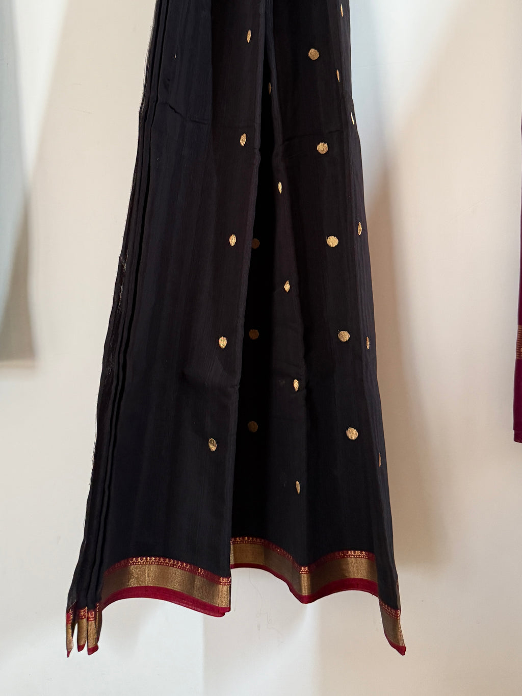 Kala Jaam | Black Chanderi Silk Saree with Golden Dots