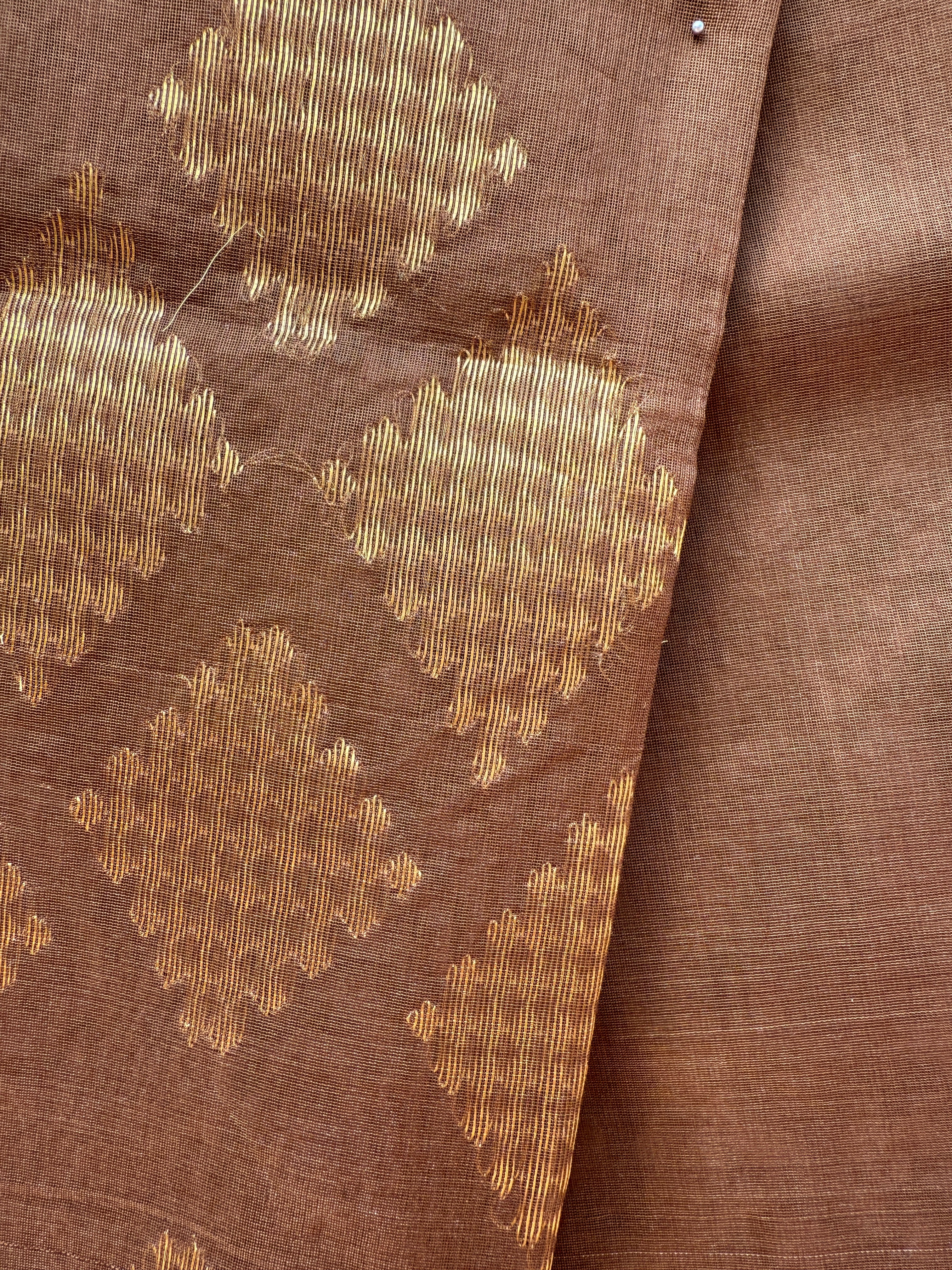 Sheeri | Chocolate Brown Chanderi Silk Saree with Motifs