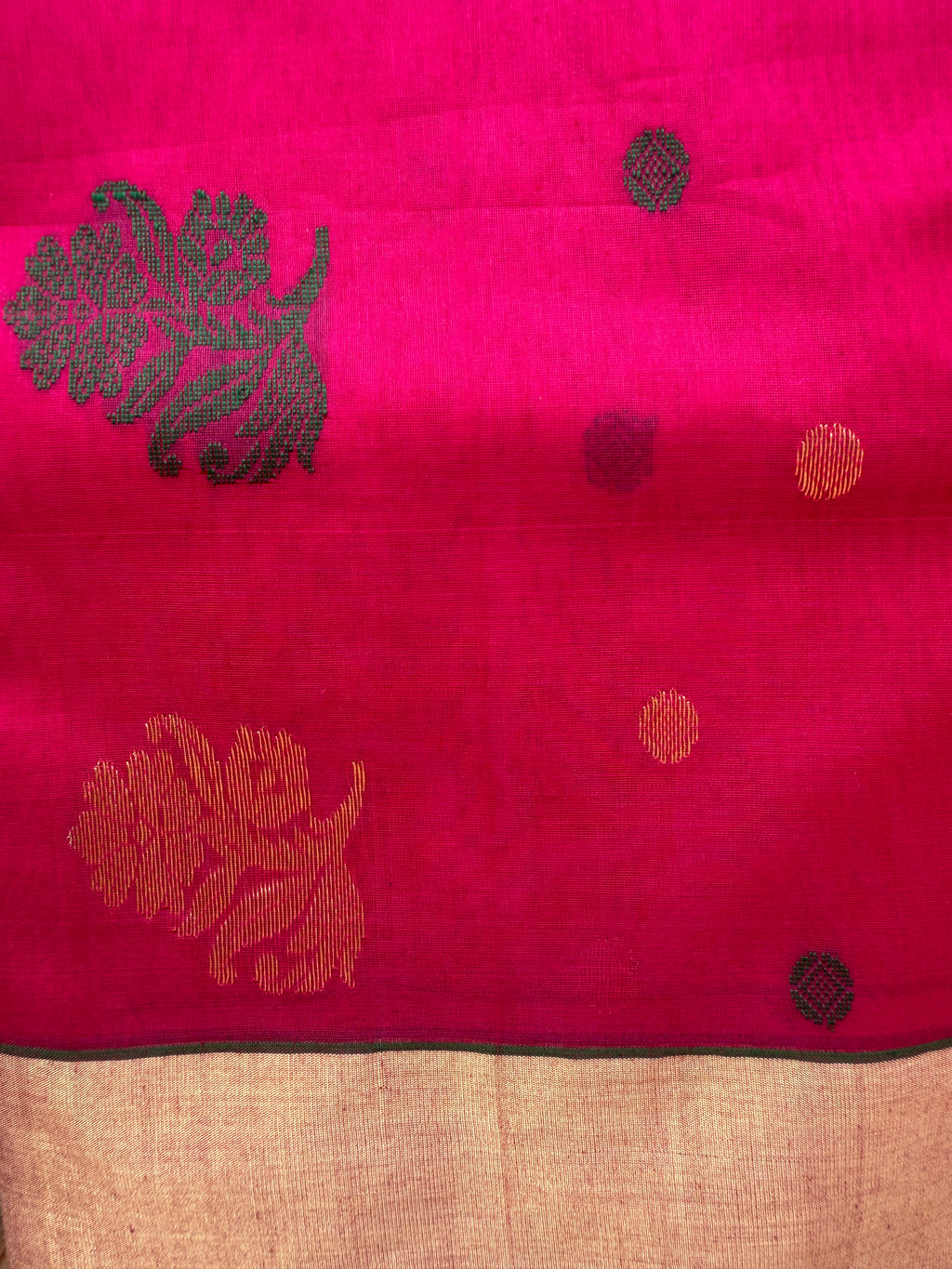 Rajnigandha | Magenta Chanderi Silk Saree with Floral Motifs